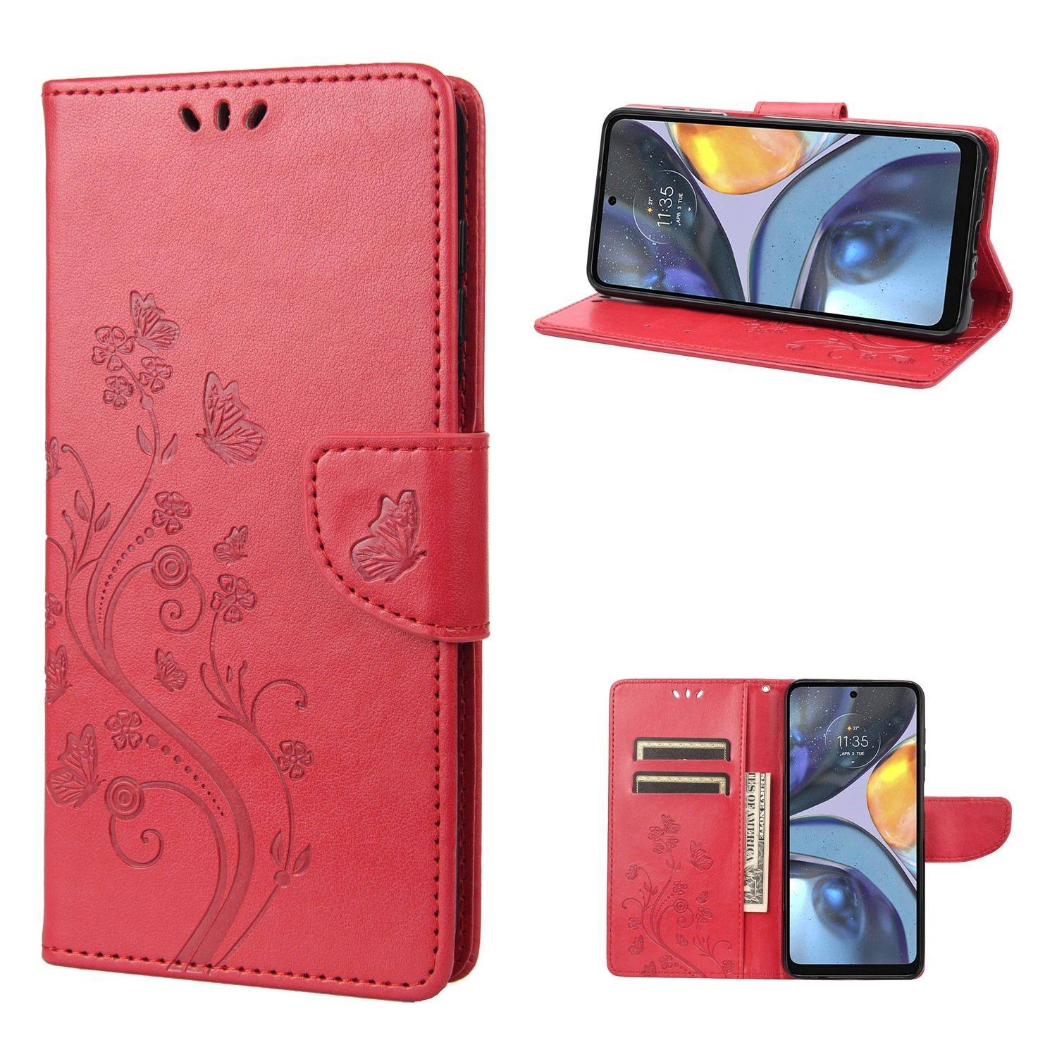 Hülle kompatibel mit Motorola Moto G22 Kunstleder Handyhülle - Handy Case Rot