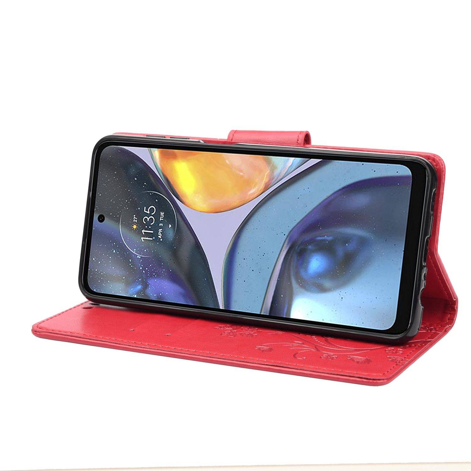 Hülle kompatibel mit Motorola Moto G22 Kunstleder Handyhülle - Handy Case Rot