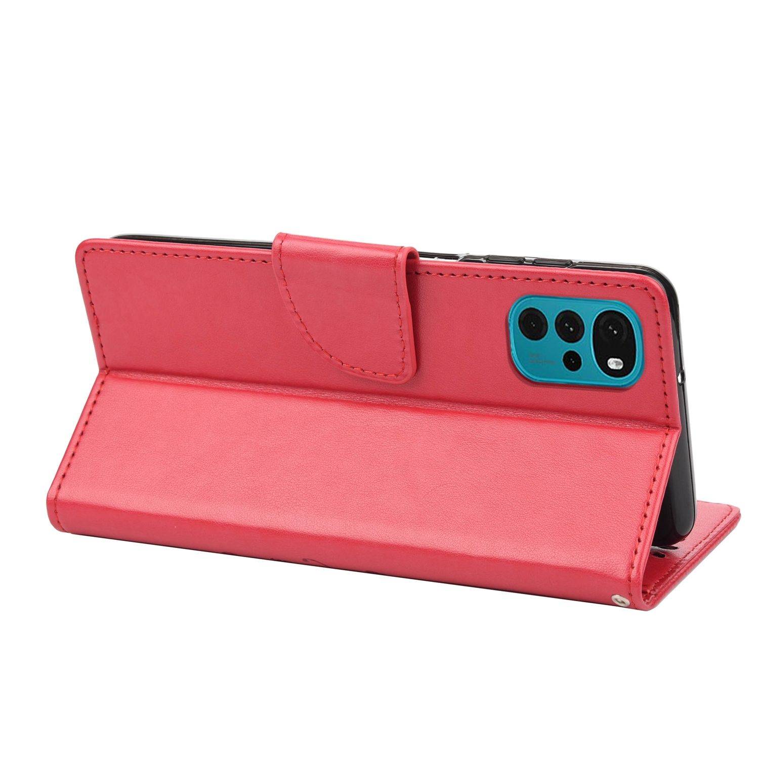 Hülle kompatibel mit Motorola Moto G22 Kunstleder Handyhülle - Handy Case Rot