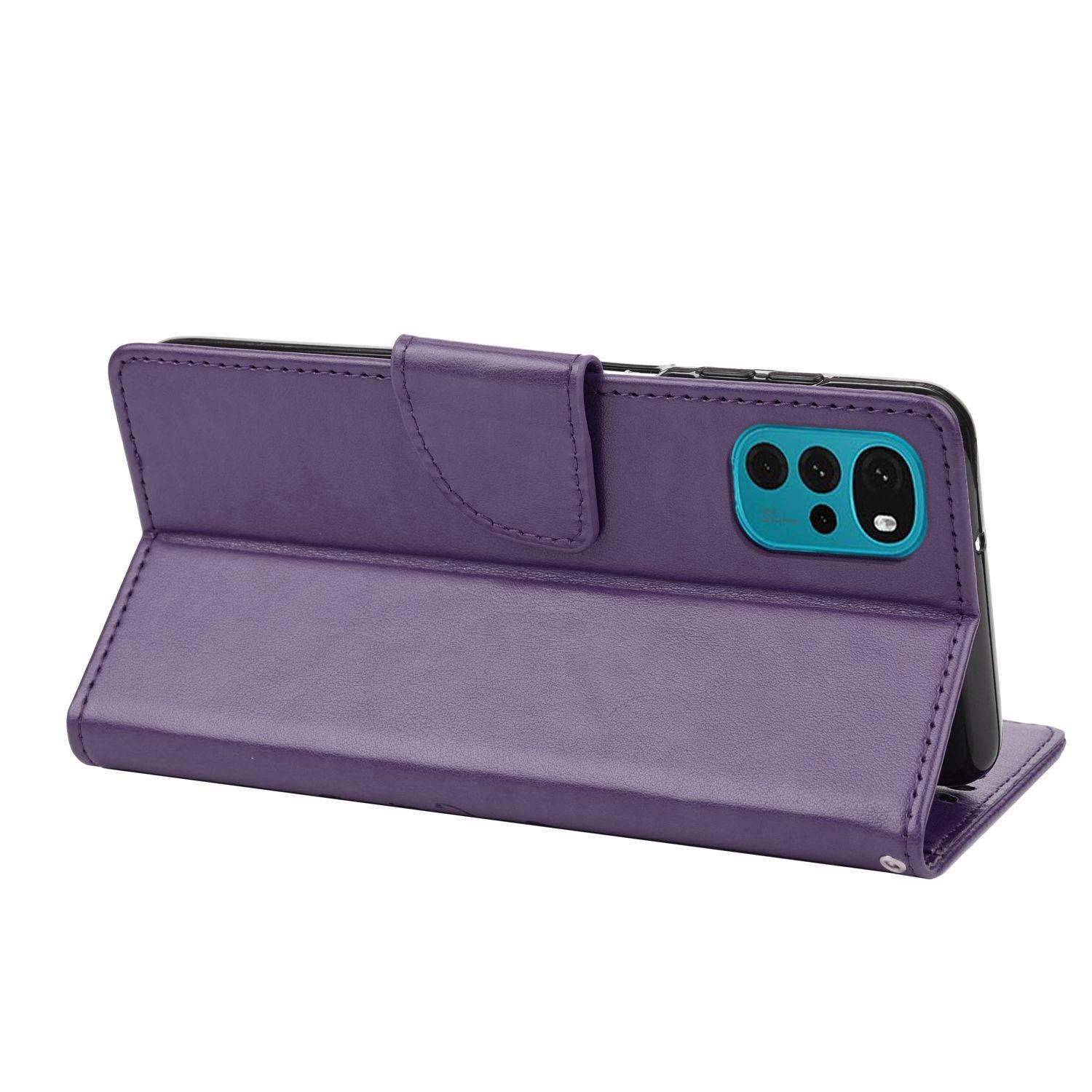 Hülle kompatibel mit Motorola Moto G22 Kunstleder Handyhülle - Handy Case Dunkellila