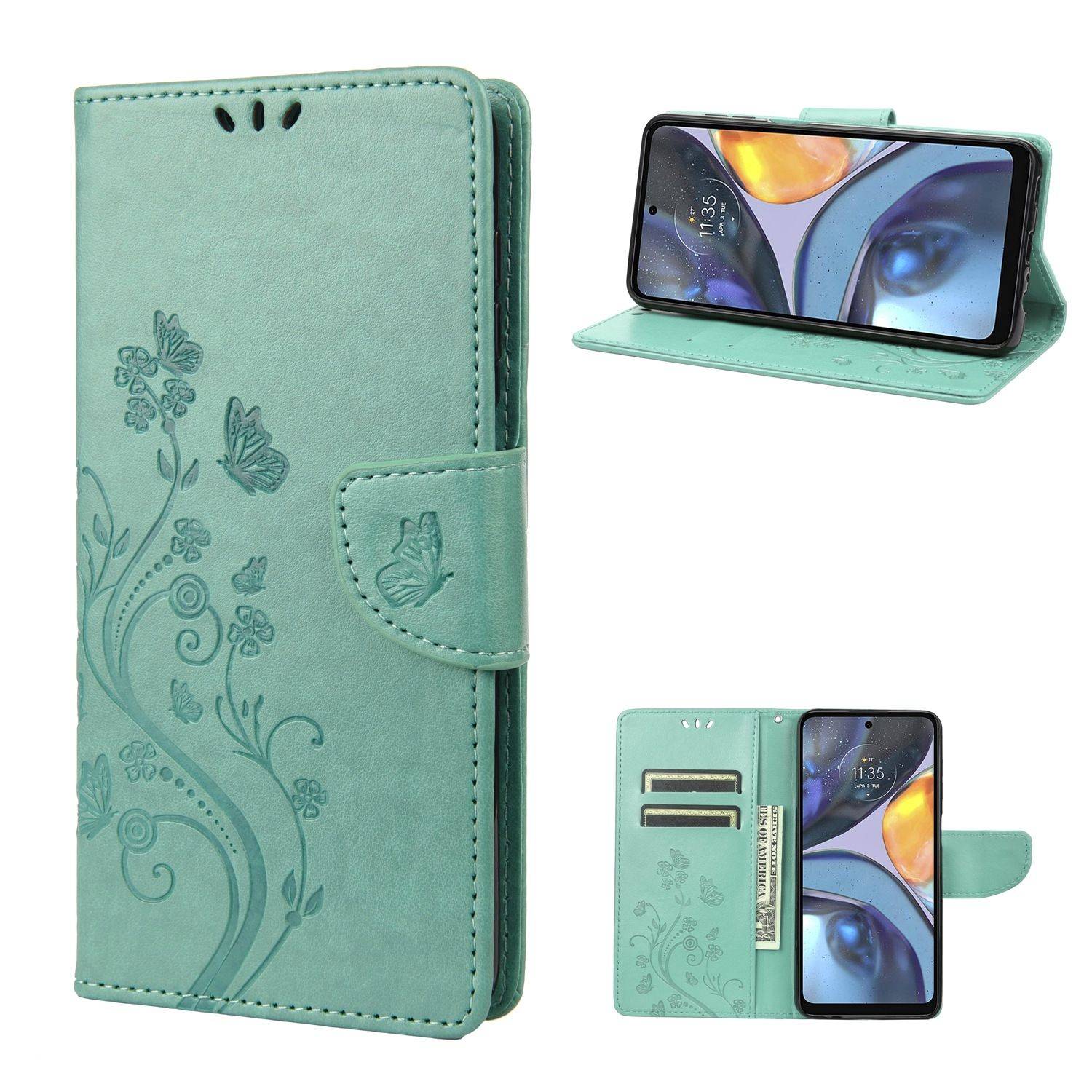 Hülle kompatibel mit Motorola Moto G22 Kunstleder Handyhülle - Handy Case Grün