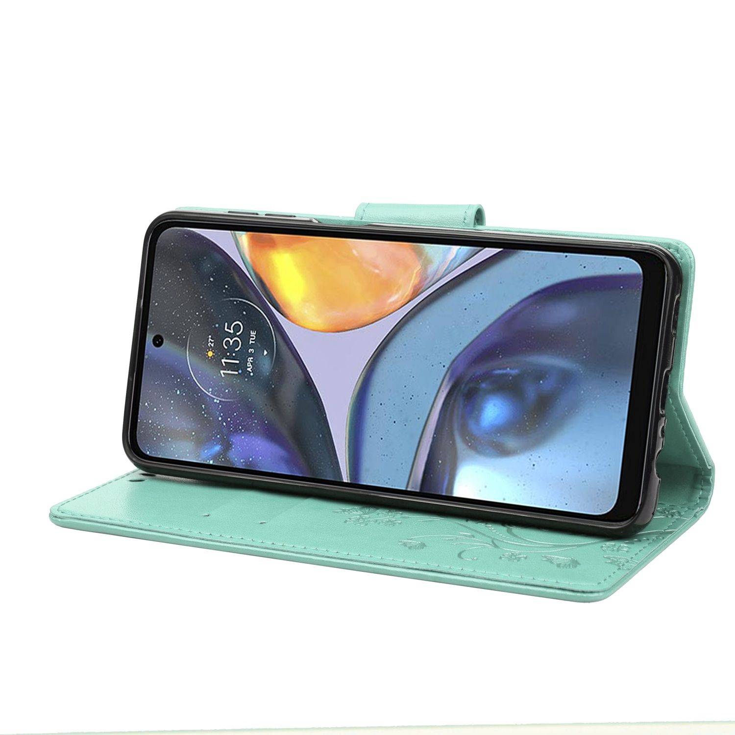 Hülle kompatibel mit Motorola Moto G22 Kunstleder Handyhülle - Handy Case Grün