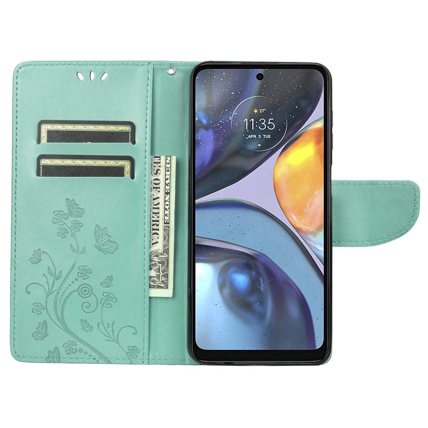 Hülle kompatibel mit Motorola Moto G22 Kunstleder Handyhülle - Handy Case Grün
