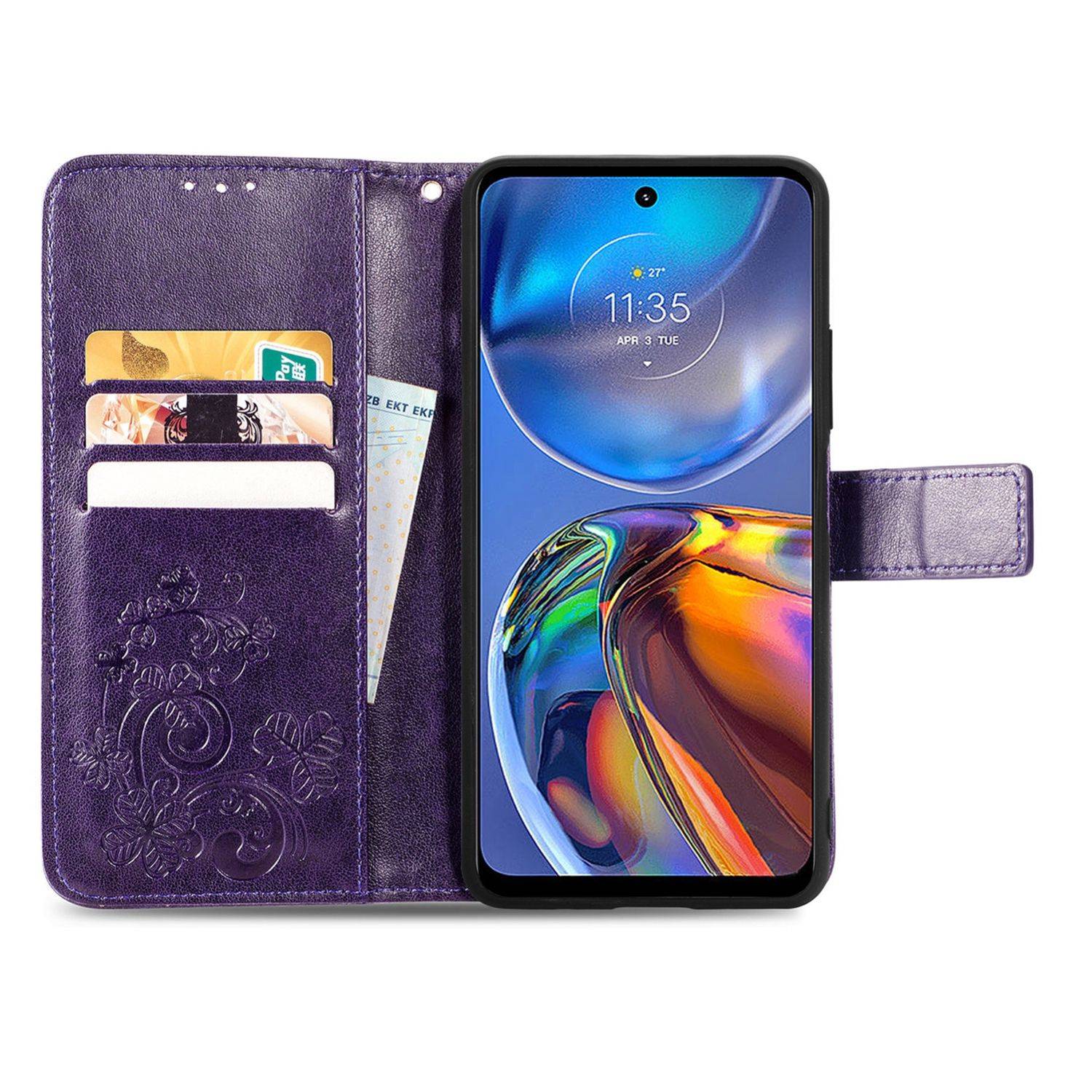 Hülle kompatibel mit Motorola Moto E32 Kunstleder Handyhülle - Handy Case Violett