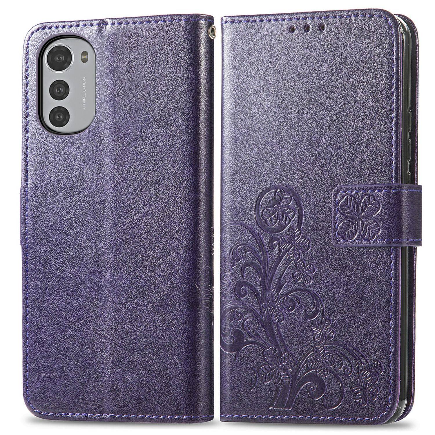 Hülle kompatibel mit Motorola Moto E32 Kunstleder Handyhülle - Handy Case Violett