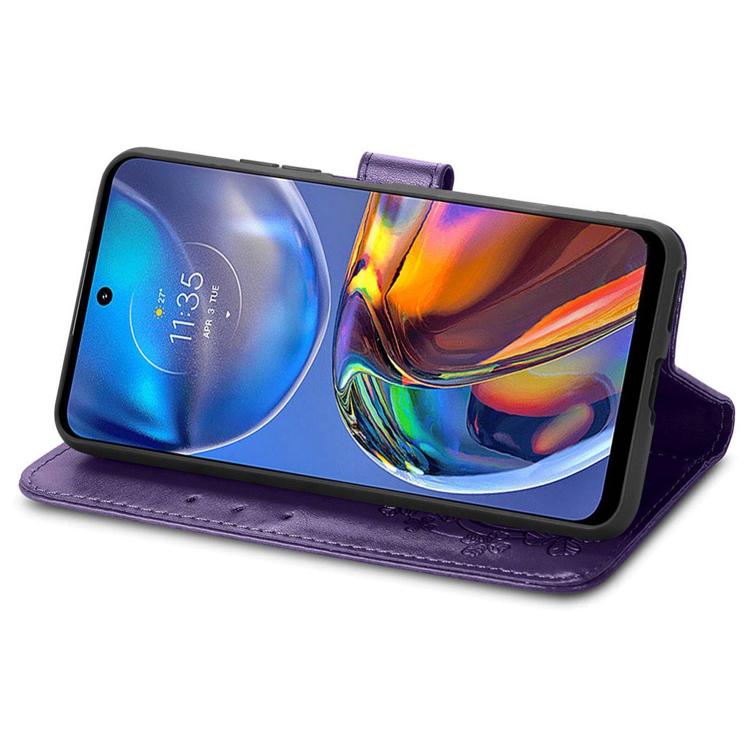 Hülle kompatibel mit Motorola Moto E32 Kunstleder Handyhülle - Handy Case Violett