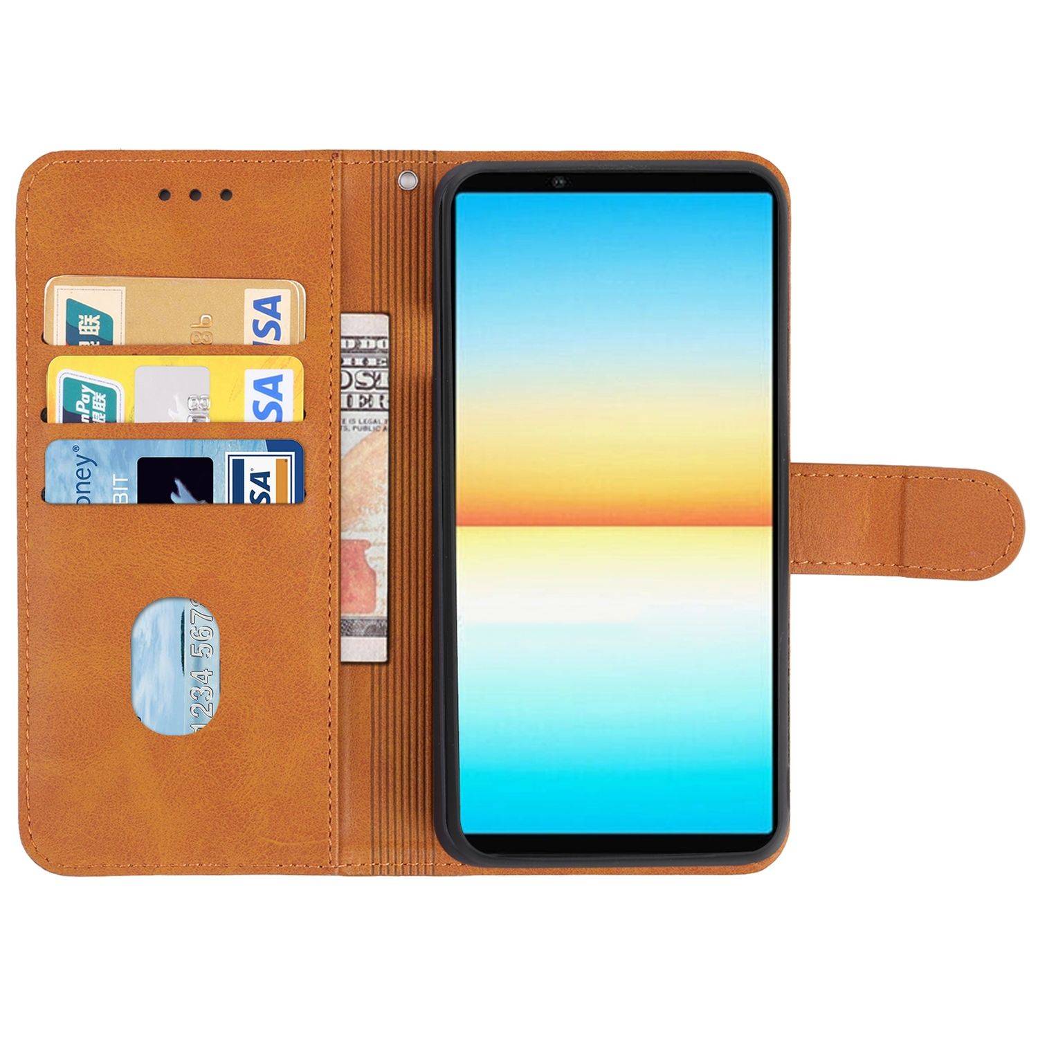 Hülle kompatibel mit Sony Xperia 10 IV Kunstleder Handyhülle - Handy Case Braun
