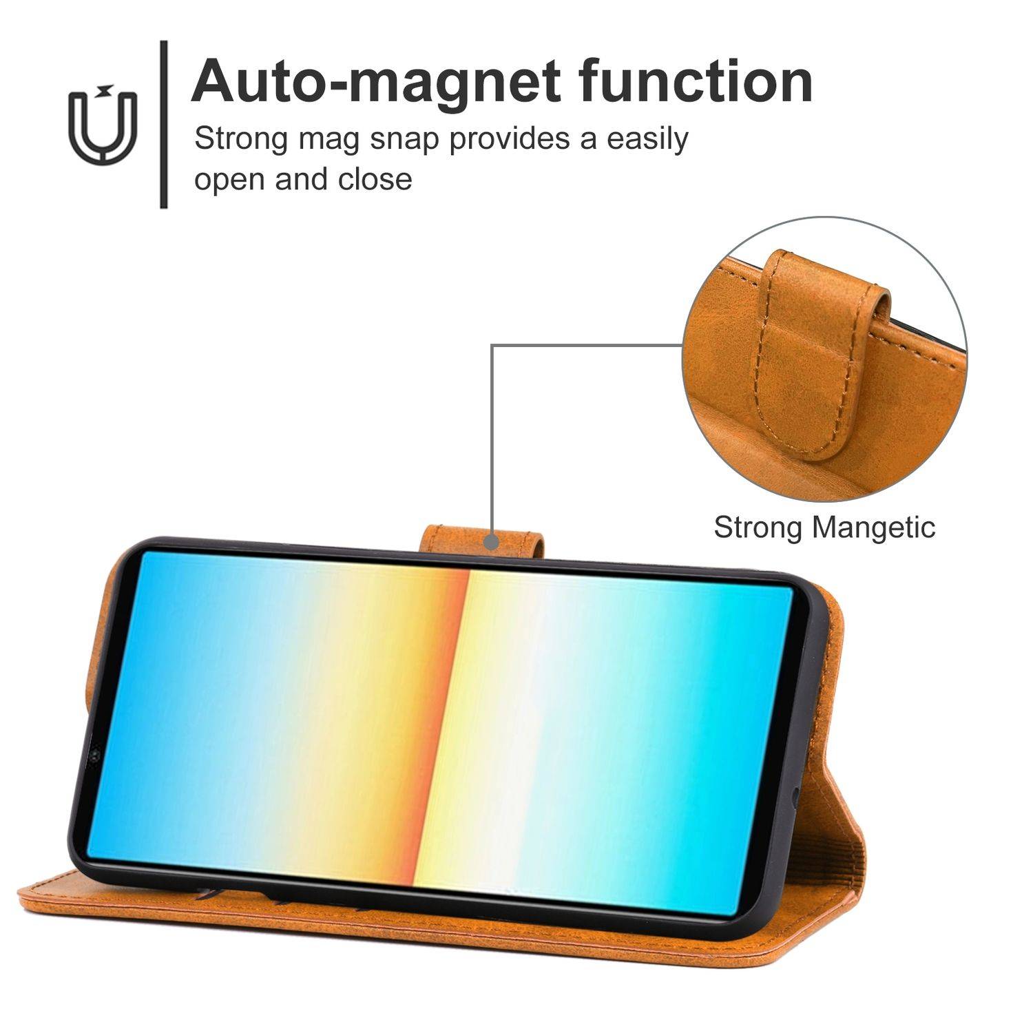 Hülle kompatibel mit Sony Xperia 10 IV Kunstleder Handyhülle - Handy Case Braun