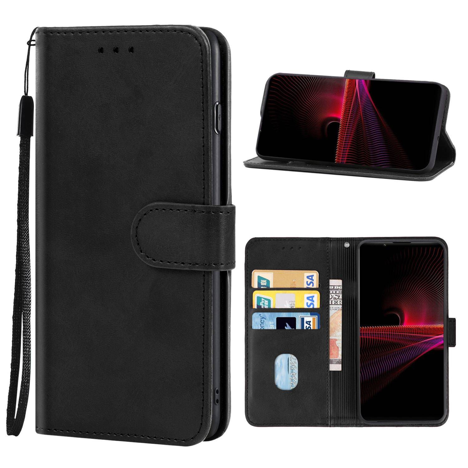 Hülle kompatibel mit Sony Xperia 1 IV Kunstleder Handyhülle - Handy Case Schwarz