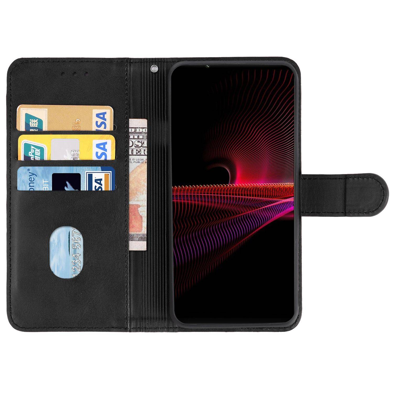 Hülle kompatibel mit Sony Xperia 1 IV Kunstleder Handyhülle - Handy Case Schwarz
