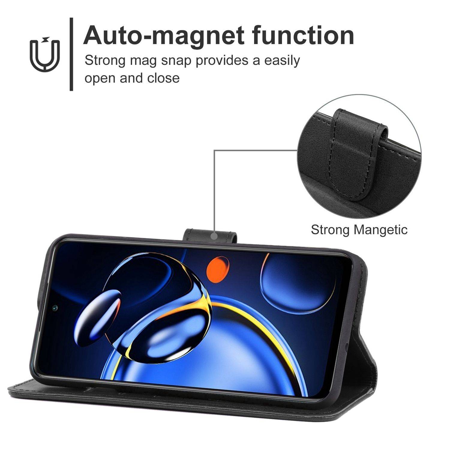 Hülle kompatibel mit Xiaomi Redmi Note 11SE Kunstleder Handyhülle - Handy Case Schwarz