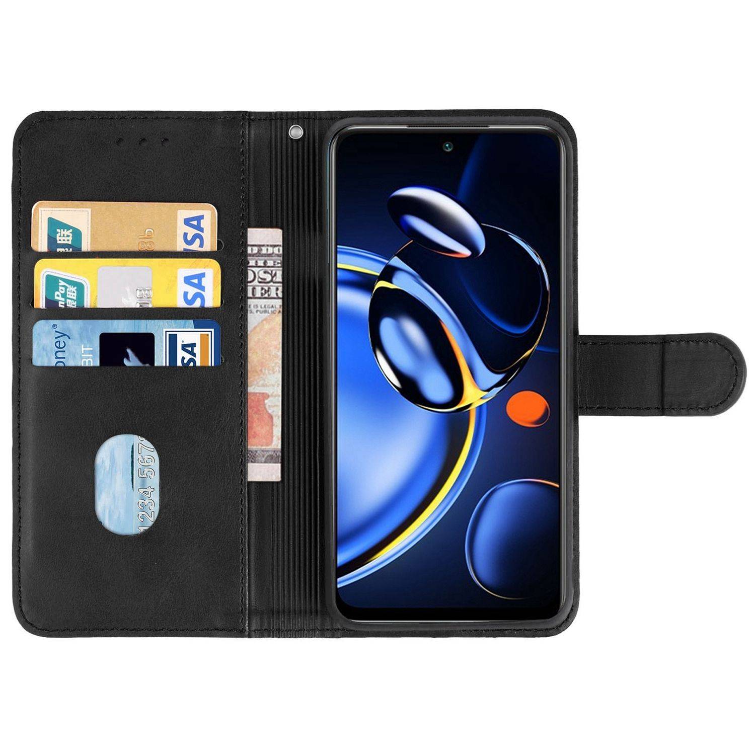 Hülle kompatibel mit Xiaomi Redmi Note 11SE Kunstleder Handyhülle - Handy Case Schwarz