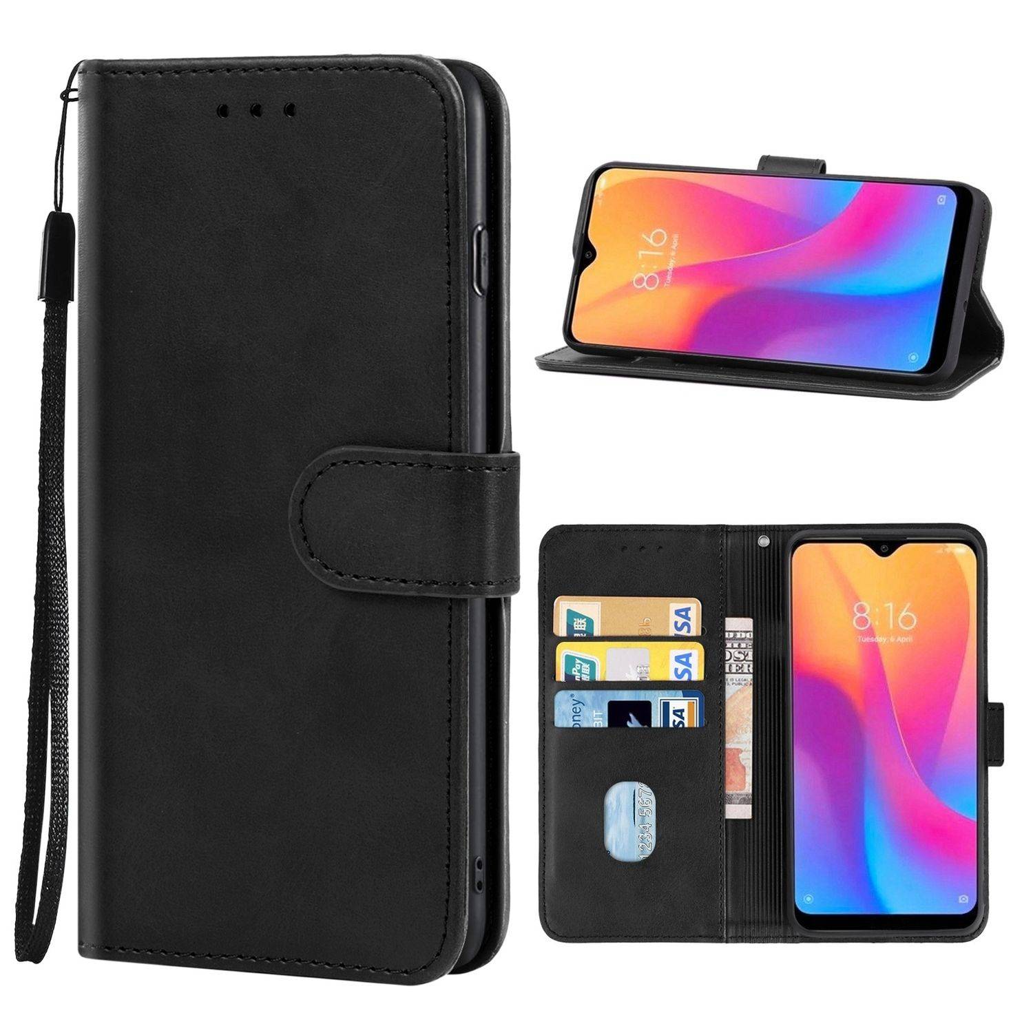 Hülle kompatibel mit Xiaomi Redmi 9AT Kunstleder Handyhülle - Handy Case Schwarz
