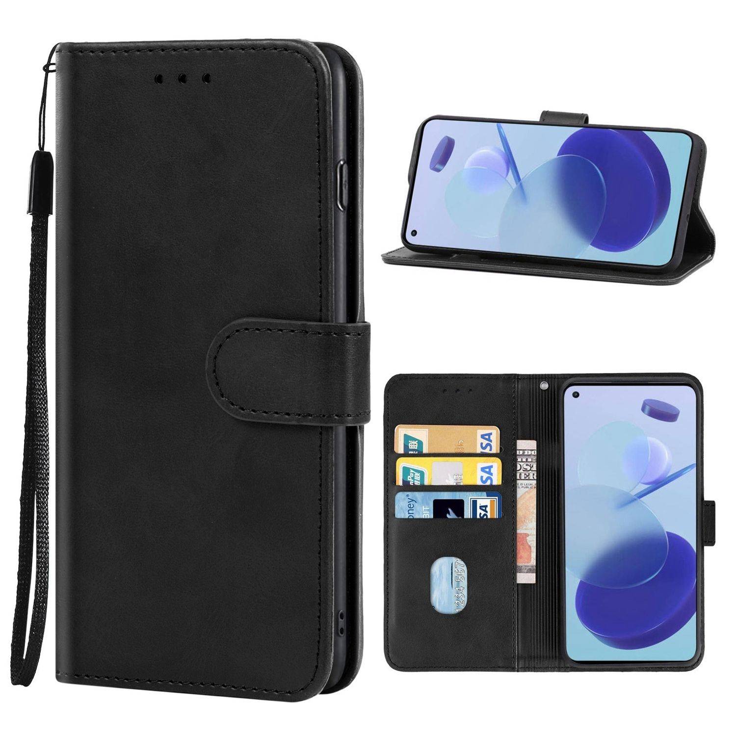 Hülle kompatibel mit Xiaomi Mi 11 Lite 4G / 5G Kunstleder Handyhülle - Handy Case Schwarz
