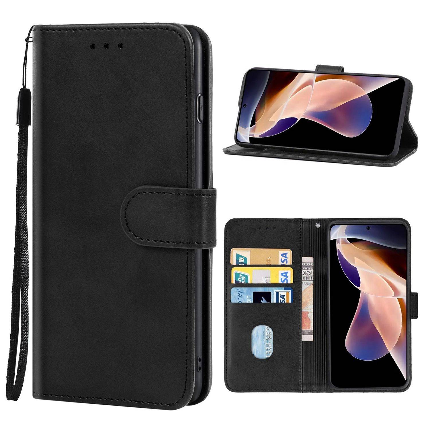 Hülle kompatibel mit Xiaomi Redmi Note 11 Pro / Note 11 Pro+ 5G Kunstleder Handyhülle - Handy Case Schwarz