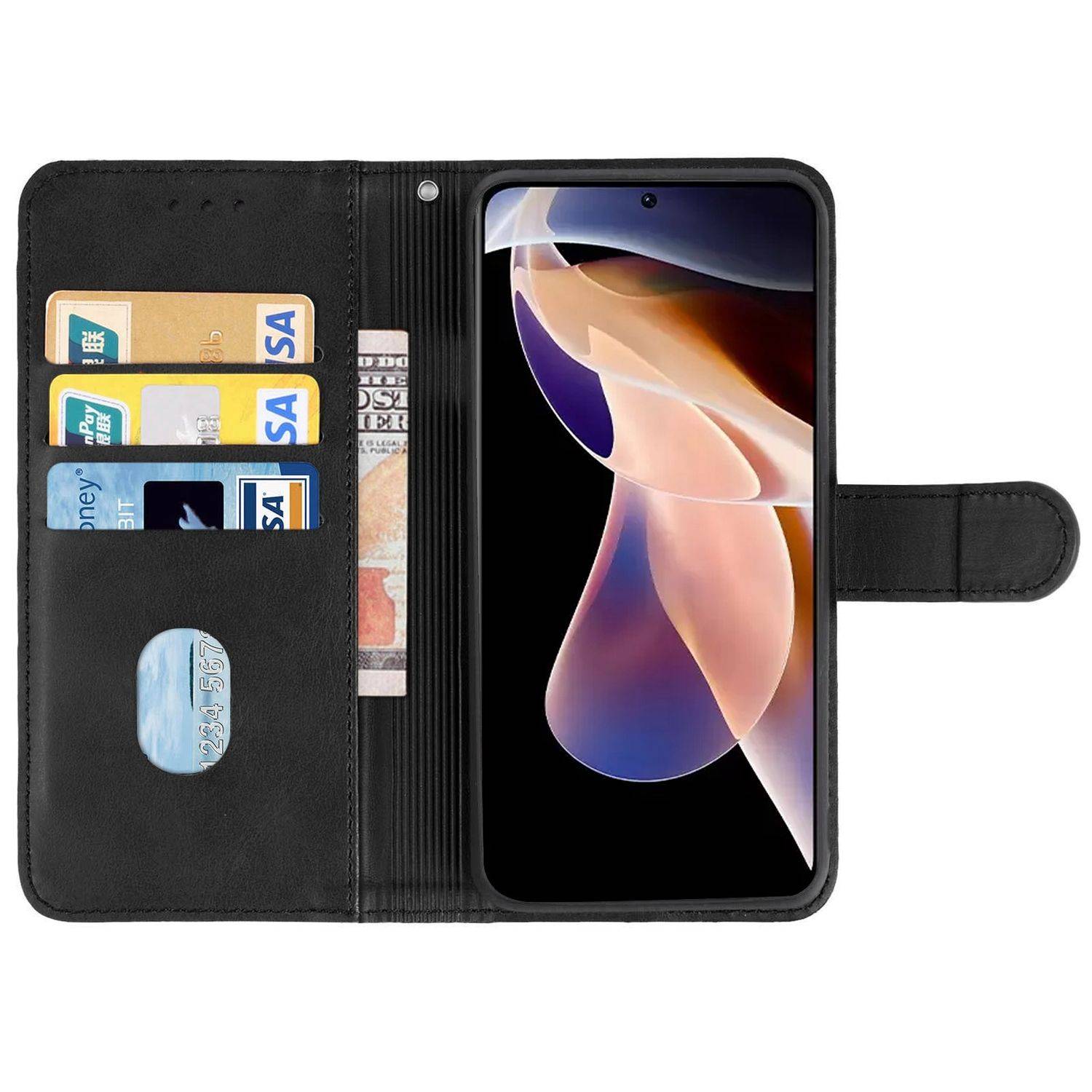 Hülle kompatibel mit Xiaomi Redmi Note 11 Pro / Note 11 Pro+ 5G Kunstleder Handyhülle - Handy Case Schwarz