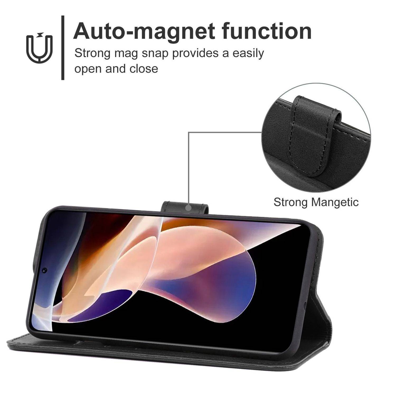 Hülle kompatibel mit Xiaomi Redmi Note 11 Pro / Note 11 Pro+ 5G Kunstleder Handyhülle - Handy Case Schwarz