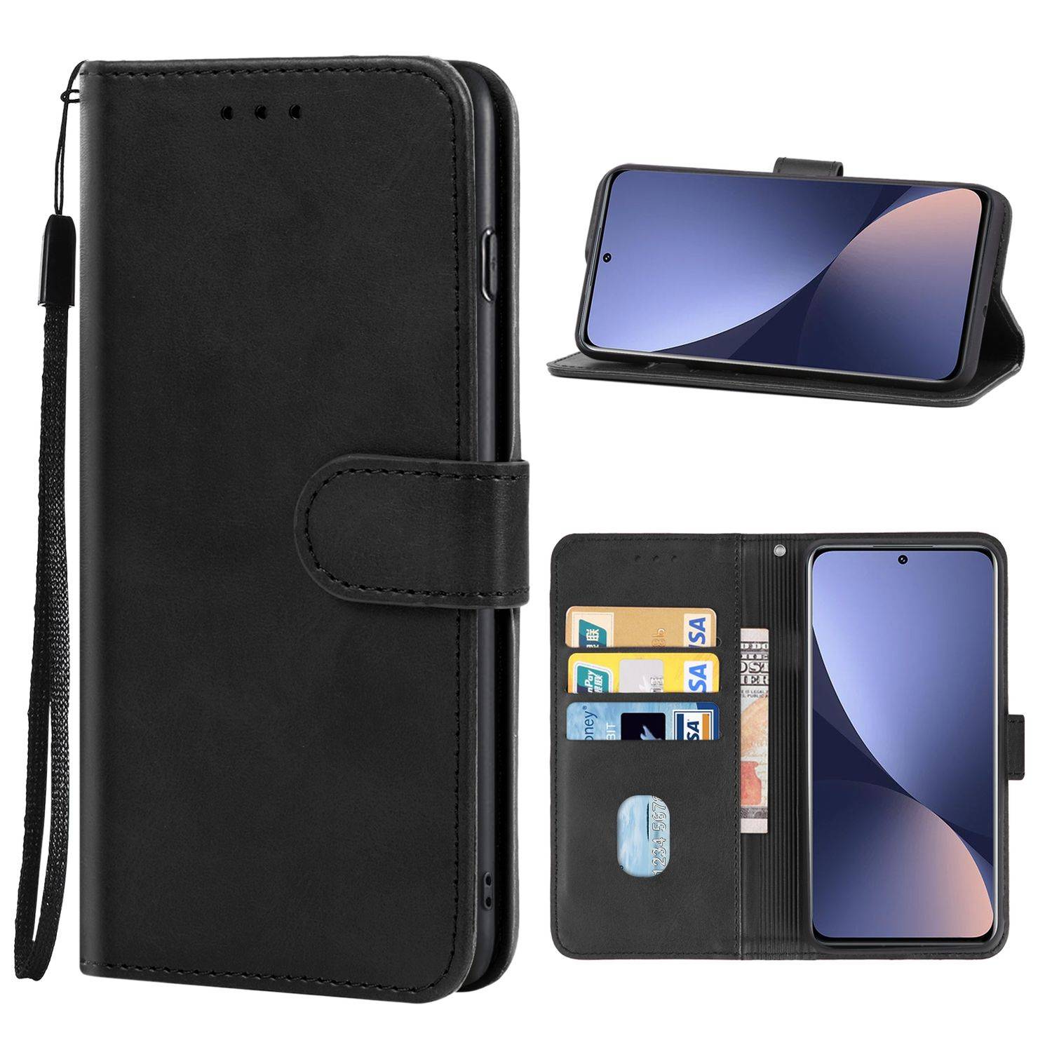 Hülle kompatibel mit Xiaomi 12 / 12X Kunstleder Handyhülle - Handy Case Schwarz