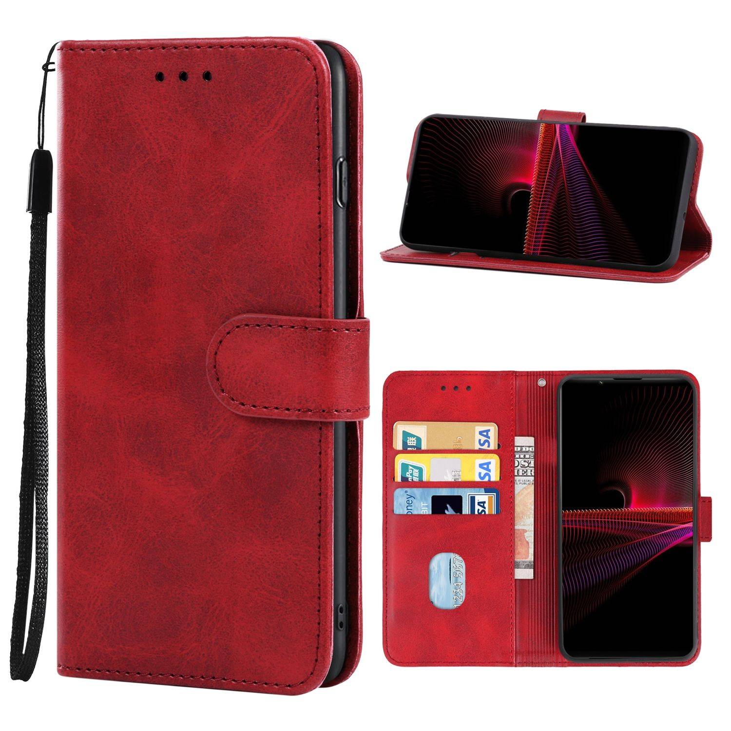 Hülle kompatibel mit Sony Xperia 1 IV Kunstleder Handyhülle - Handy Case Rot