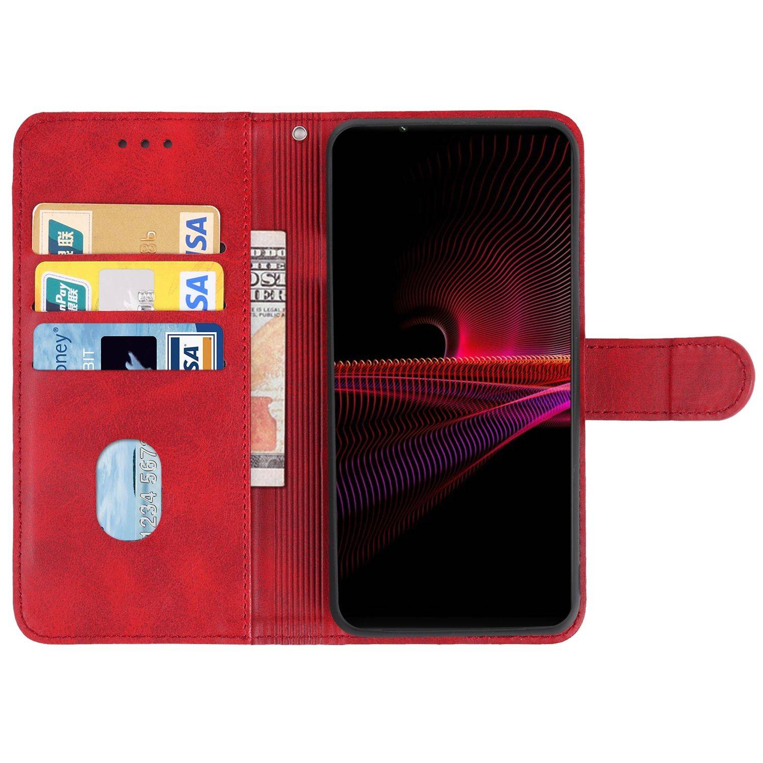 Hülle kompatibel mit Sony Xperia 1 IV Kunstleder Handyhülle - Handy Case Rot