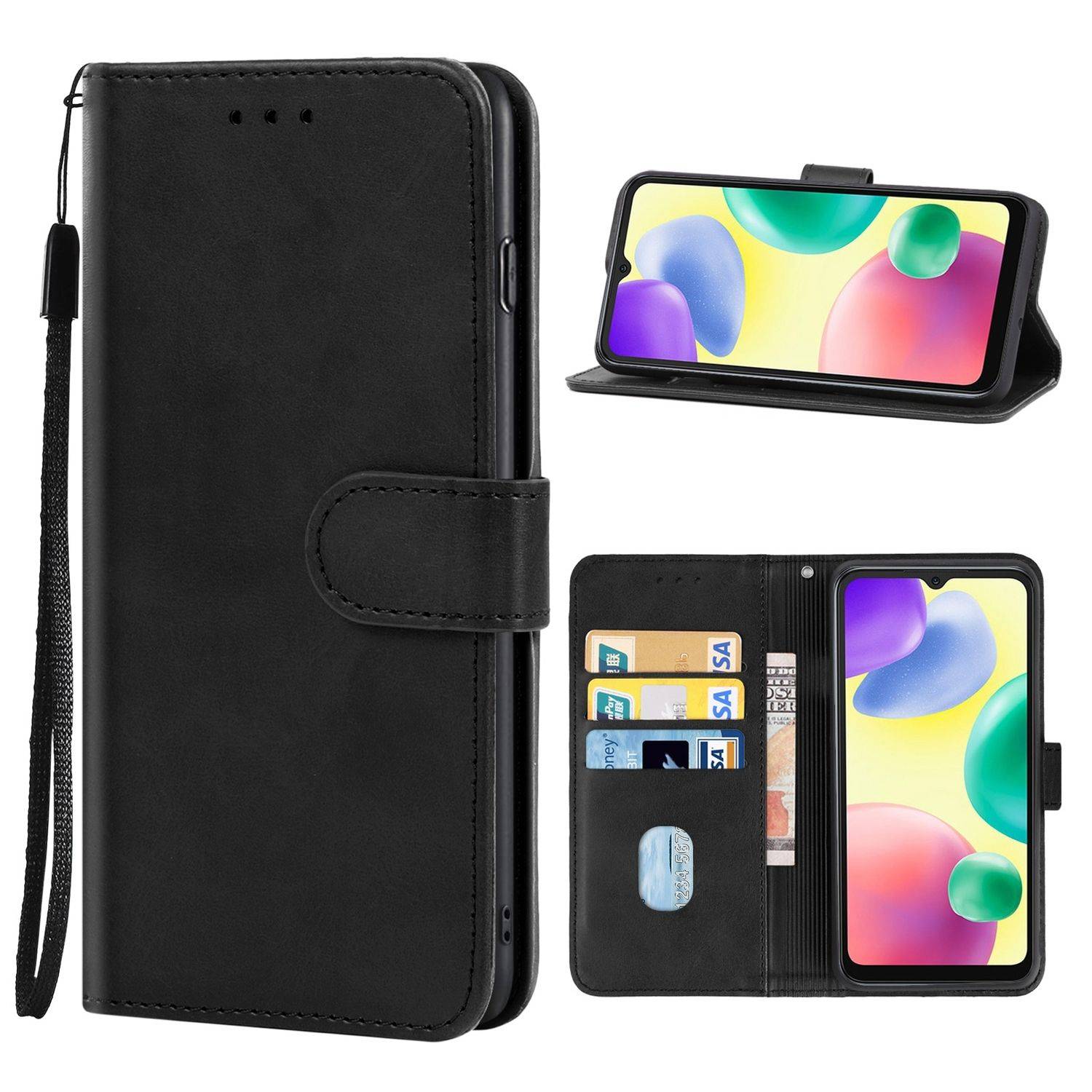 Hülle kompatibel mit Xiaomi Redmi 10A / Redmi 9C Kunstleder Handyhülle - Handy Case Schwarz