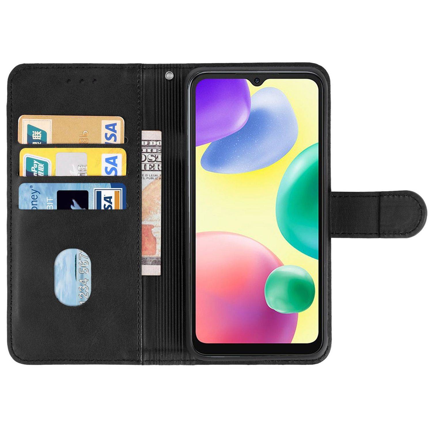 Hülle kompatibel mit Xiaomi Redmi 10A / Redmi 9C Kunstleder Handyhülle - Handy Case Schwarz