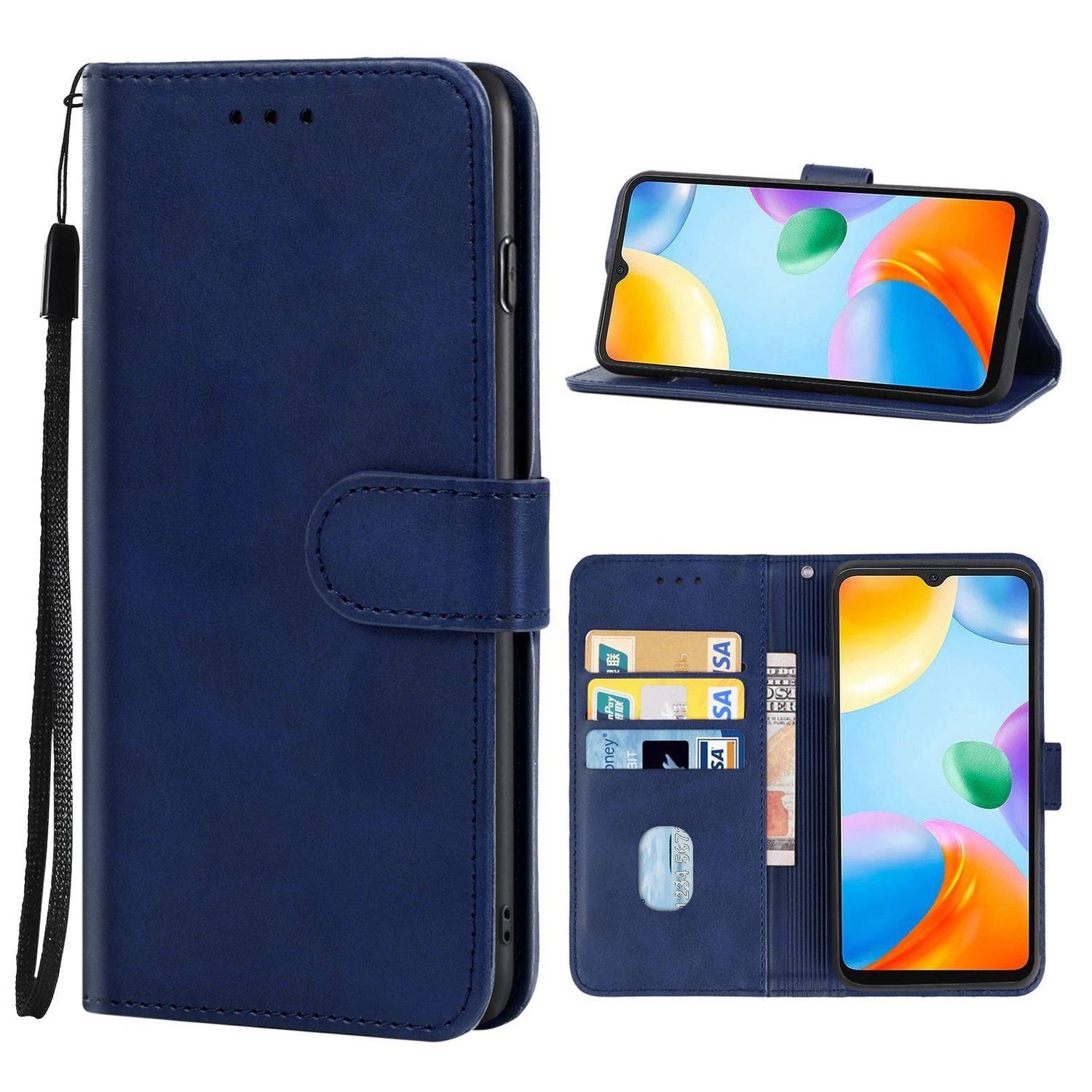 Hülle kompatibel mit Xiaomi Redmi 10C Kunstleder Handyhülle - Handy Case Blau