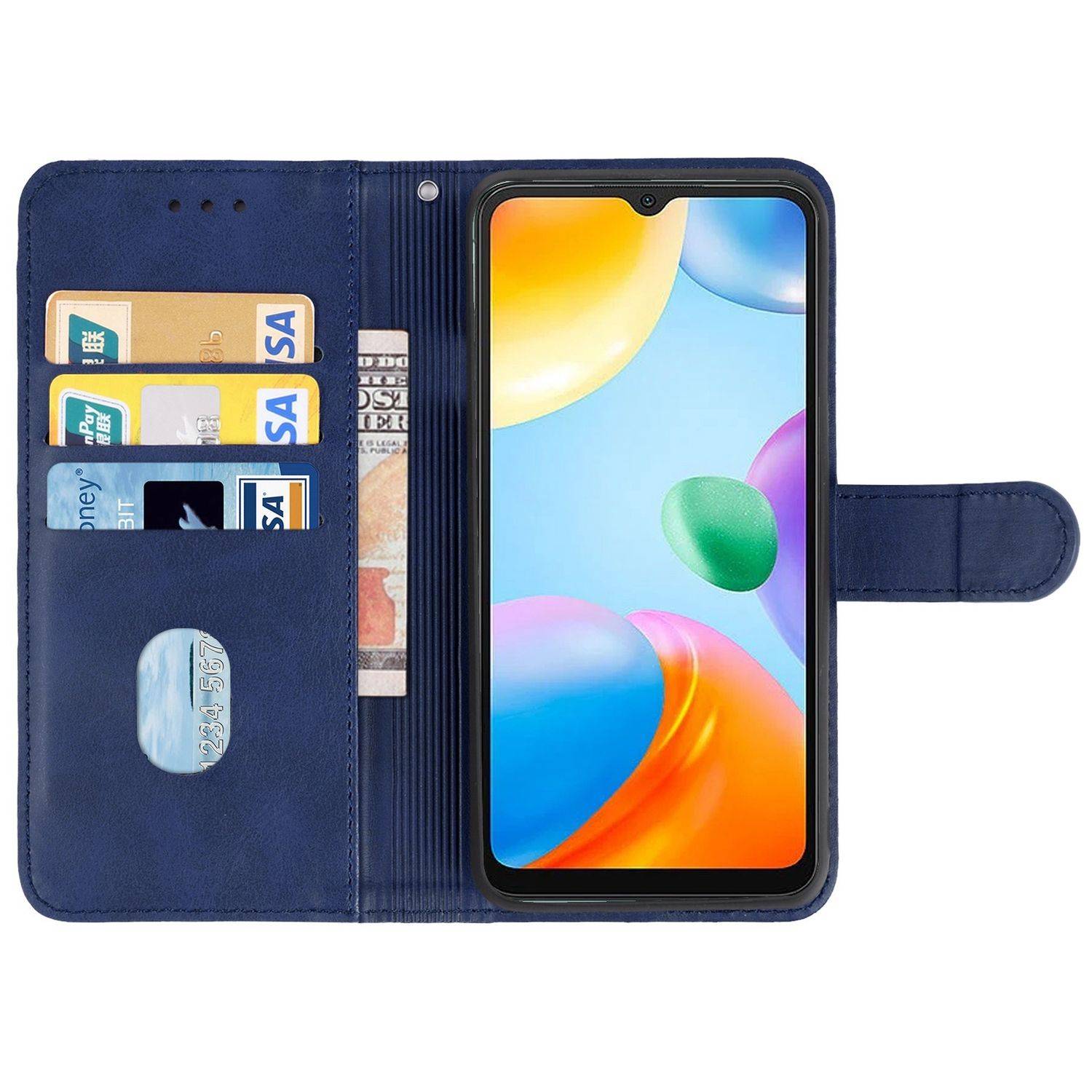 Hülle kompatibel mit Xiaomi Redmi 10C Kunstleder Handyhülle - Handy Case Blau