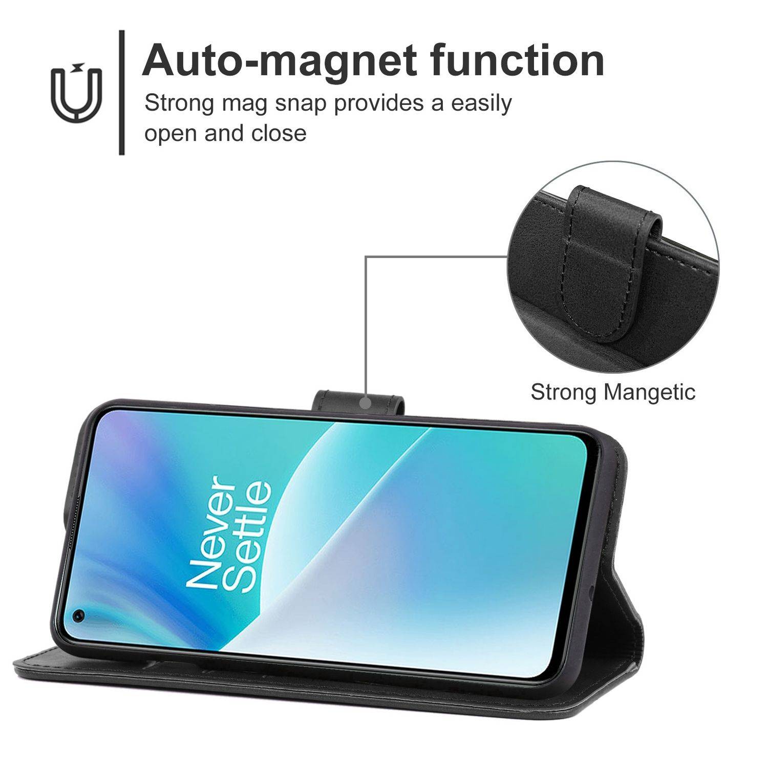 Hülle kompatibel mit OnePlus Nord 2T Kunstleder Handyhülle - Handy Case Schwarz