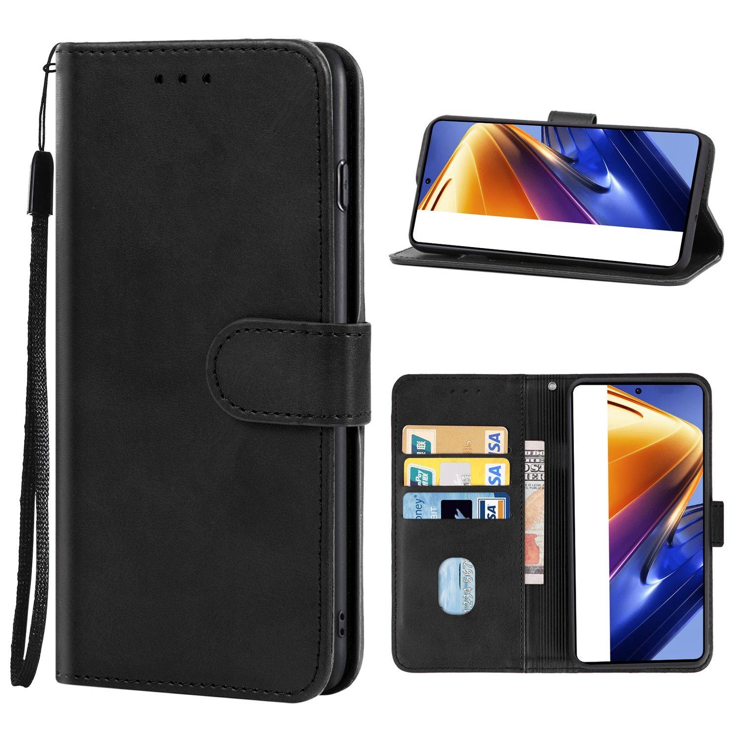 Hülle kompatibel mit Xiaomi Poco F4 GT Kunstleder Handyhülle - Handy Case Schwarz