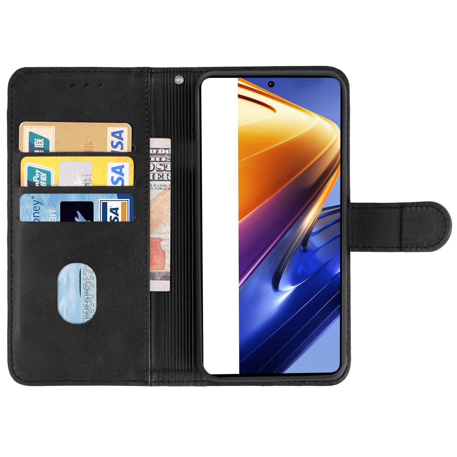 Hülle kompatibel mit Xiaomi Poco F4 GT Kunstleder Handyhülle - Handy Case Schwarz