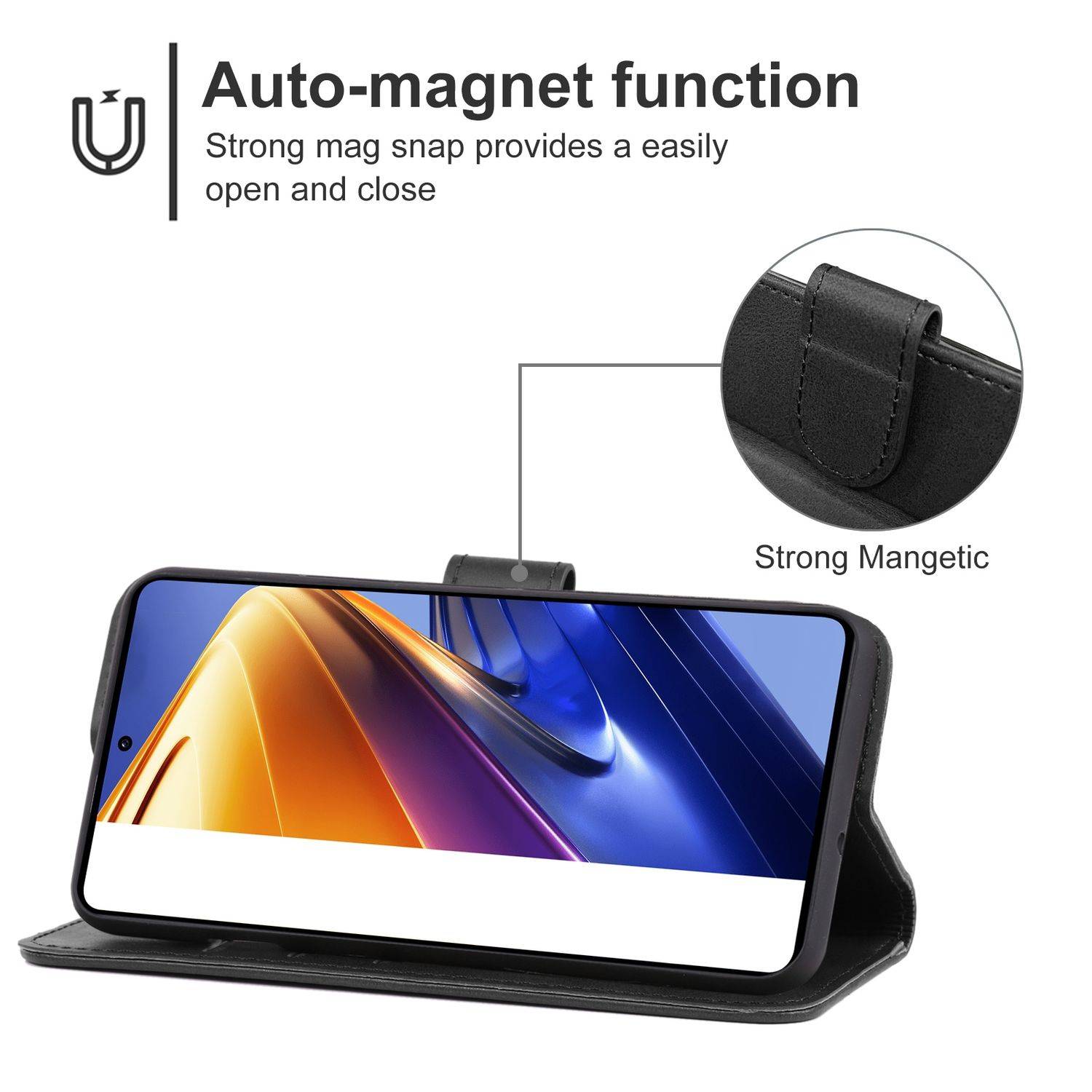 Hülle kompatibel mit Xiaomi Poco F4 GT Kunstleder Handyhülle - Handy Case Schwarz