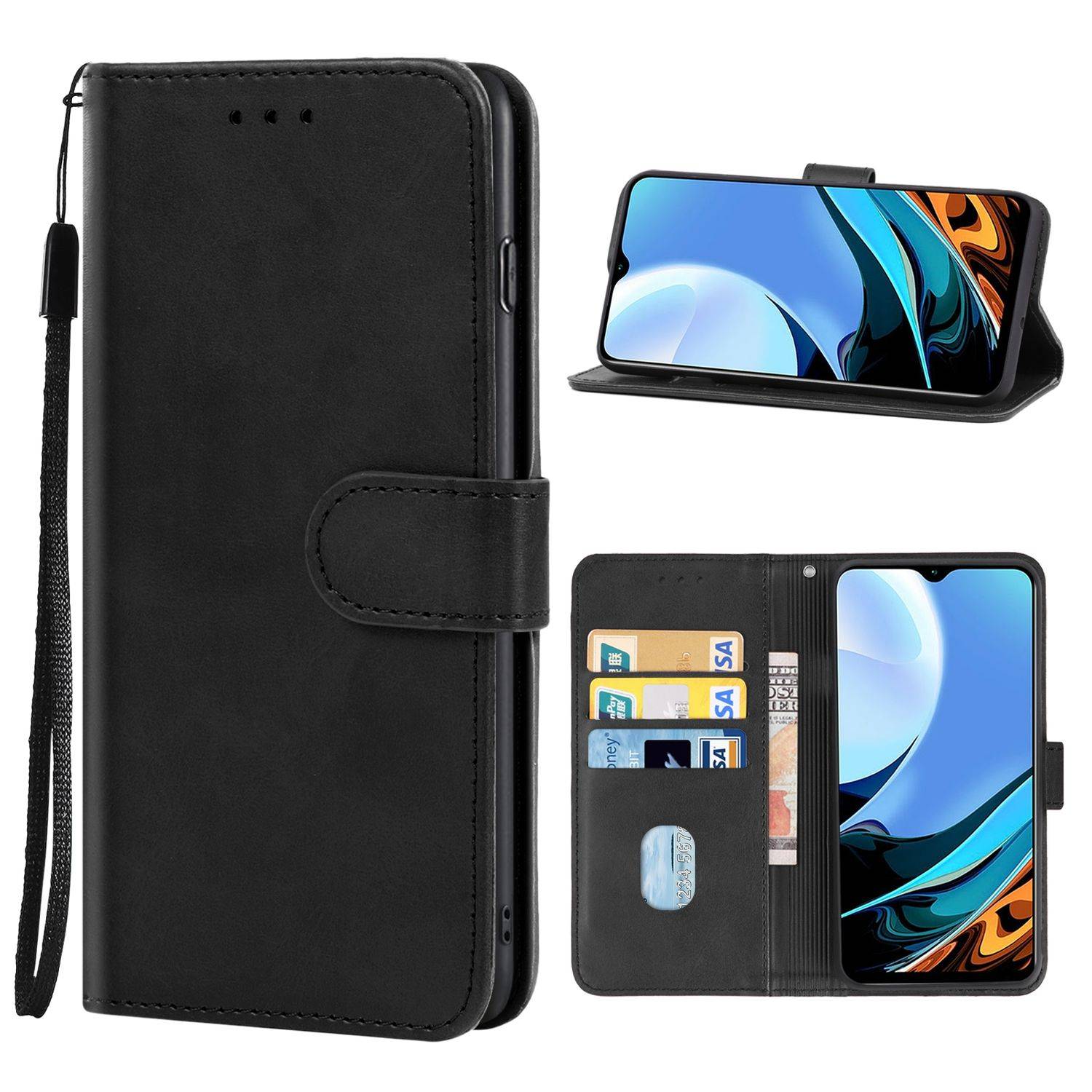 Hülle kompatibel mit Xiaomi Redmi 9T Kunstleder Handyhülle - Handy Case Schwarz
