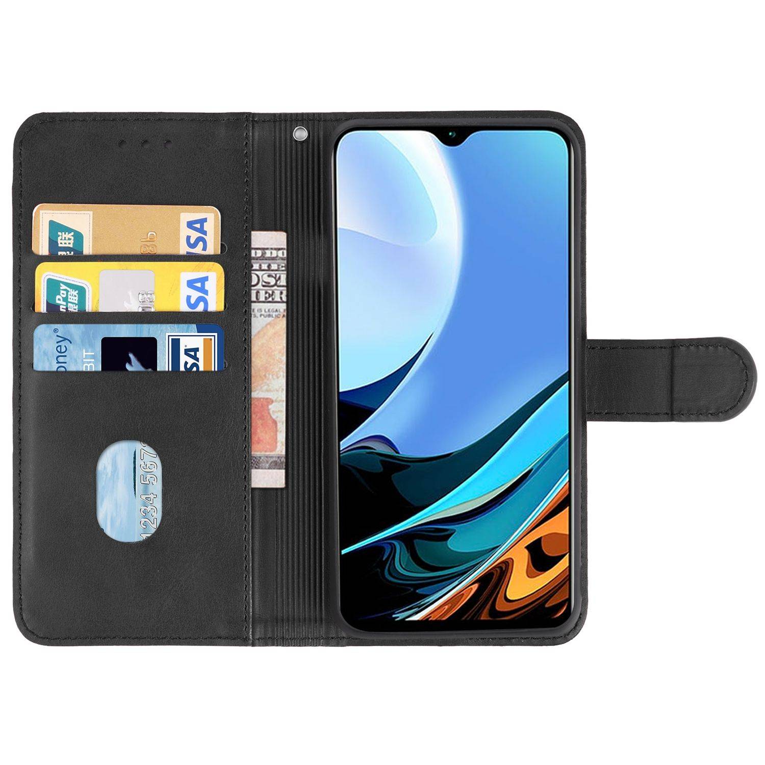 Hülle kompatibel mit Xiaomi Redmi 9T Kunstleder Handyhülle - Handy Case Schwarz