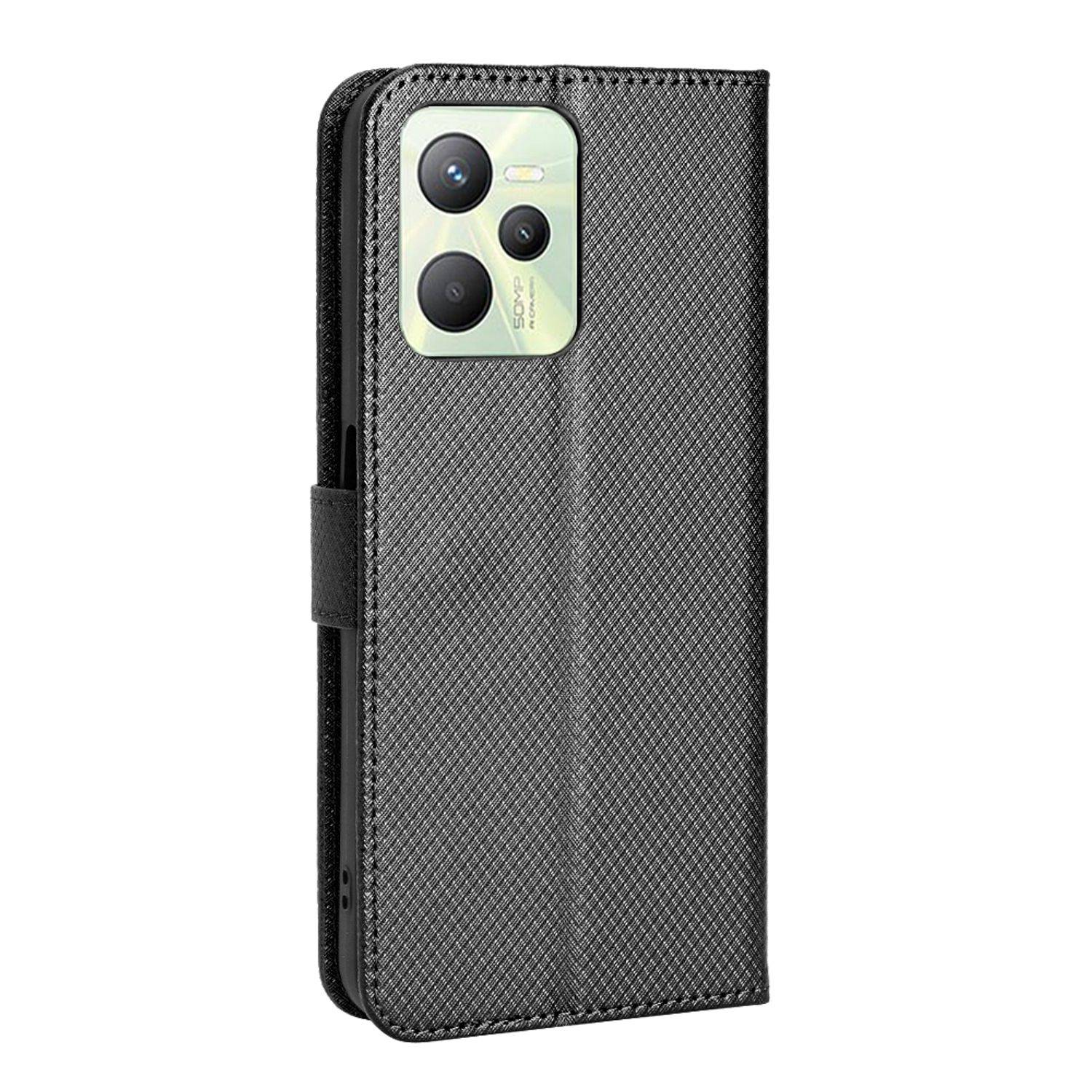 Hülle kompatibel mit Realme C35 Kunstleder Handyhülle - Handy Case Schwarz
