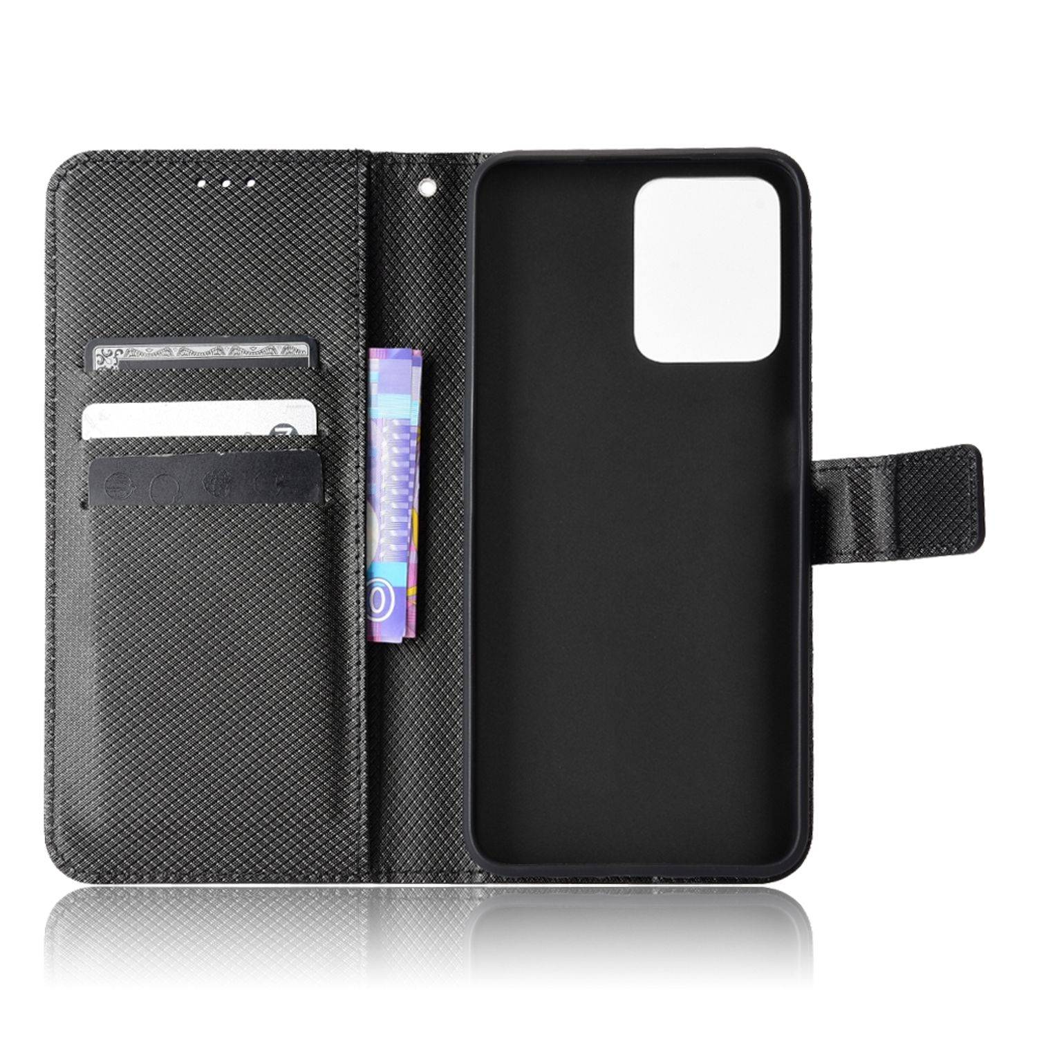Hülle kompatibel mit Realme C35 Kunstleder Handyhülle - Handy Case Schwarz