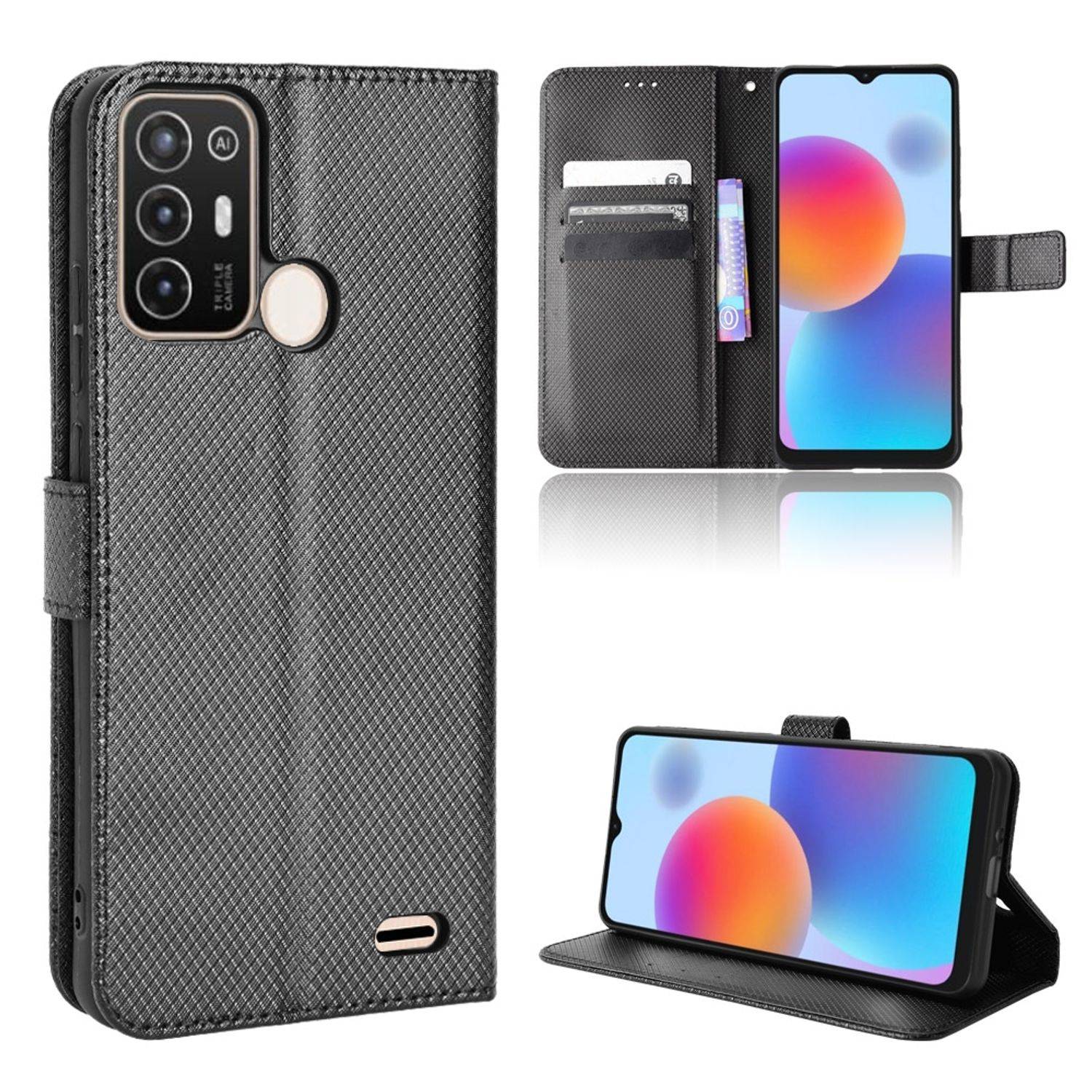 Hülle kompatibel mit ZTE Blade A52 Kunstleder Handyhülle - Handy Case Schwarz