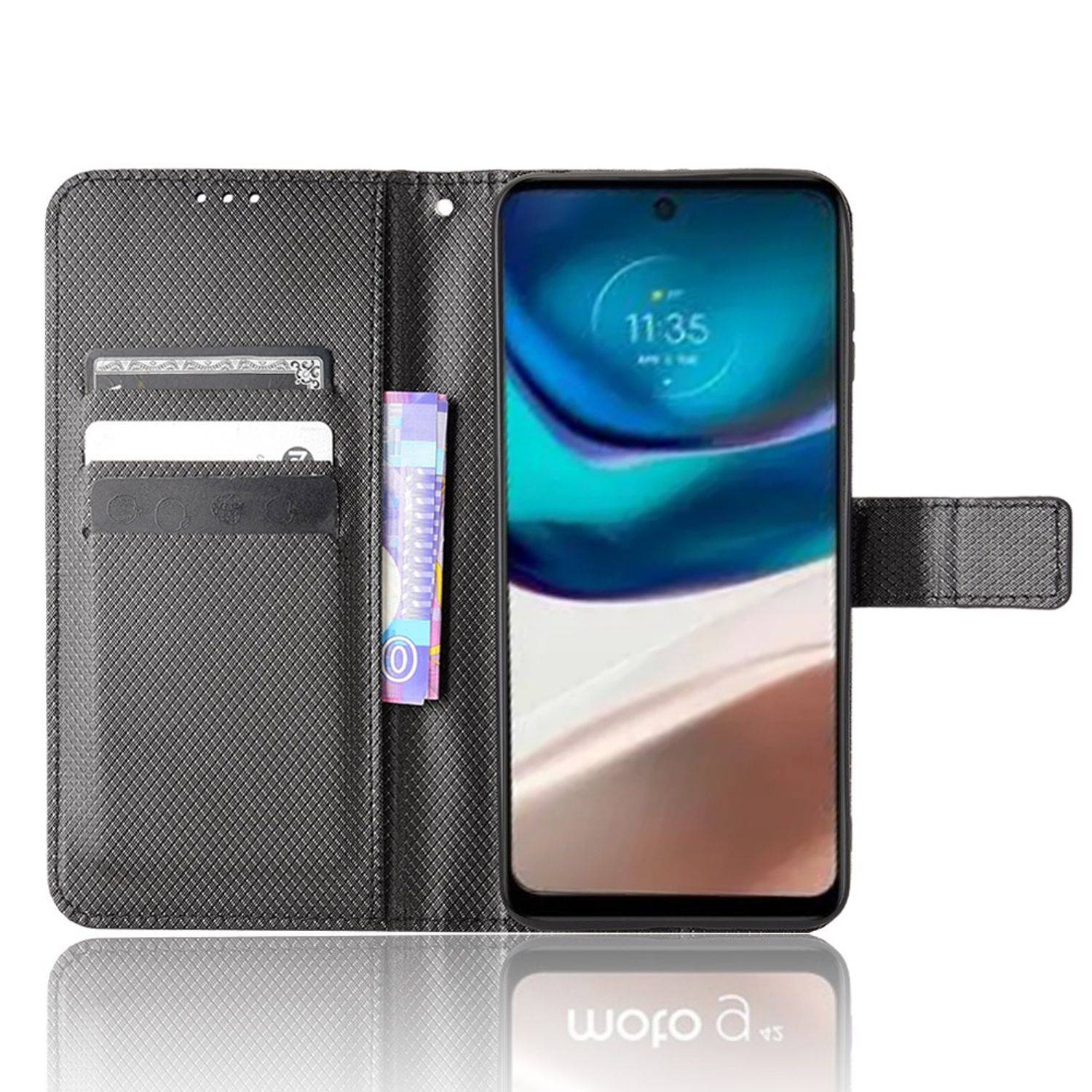 Hülle kompatibel mit Motorola Moto G42 Kunstleder Handyhülle - Handy Case Schwarz