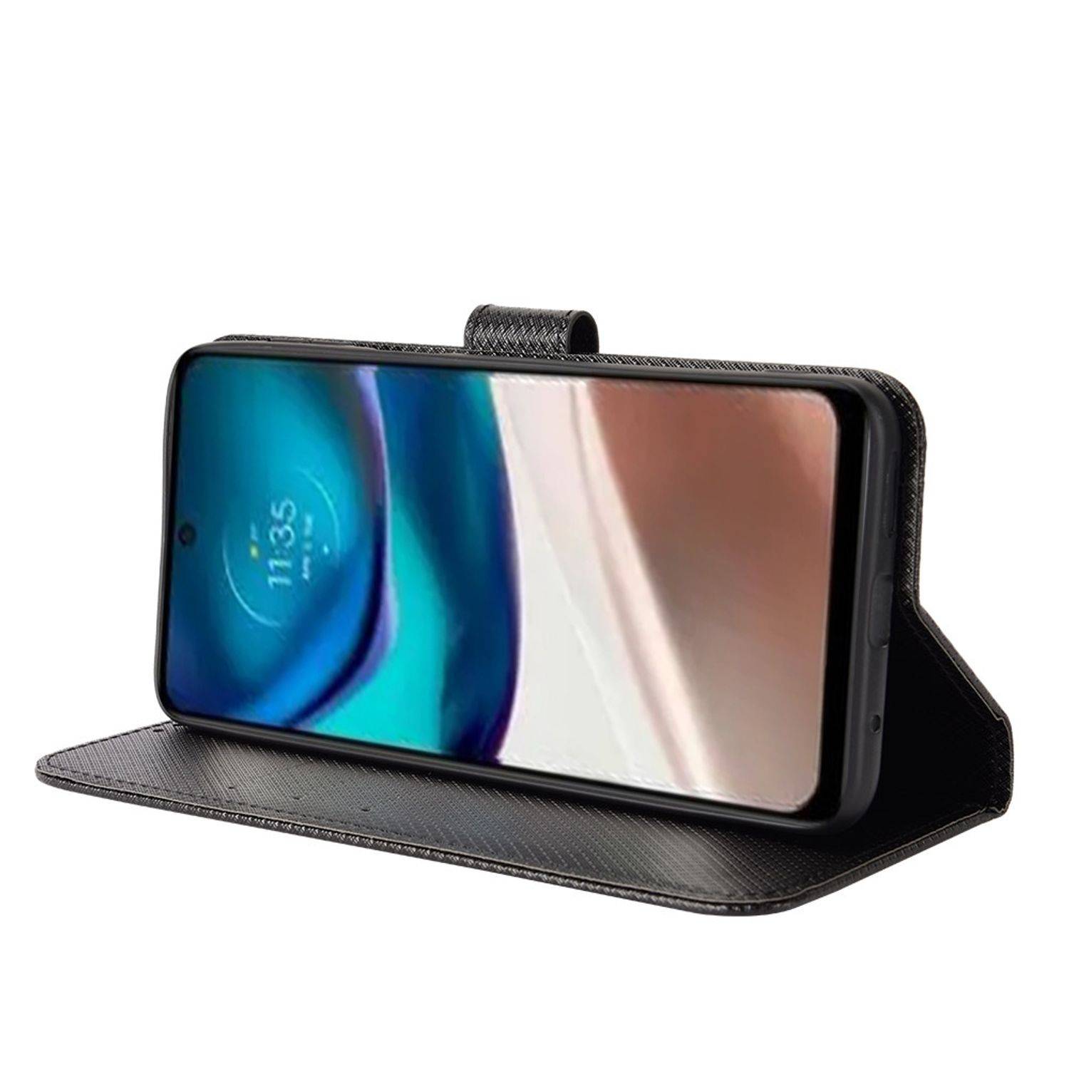 Hülle kompatibel mit Motorola Moto G42 Kunstleder Handyhülle - Handy Case Schwarz