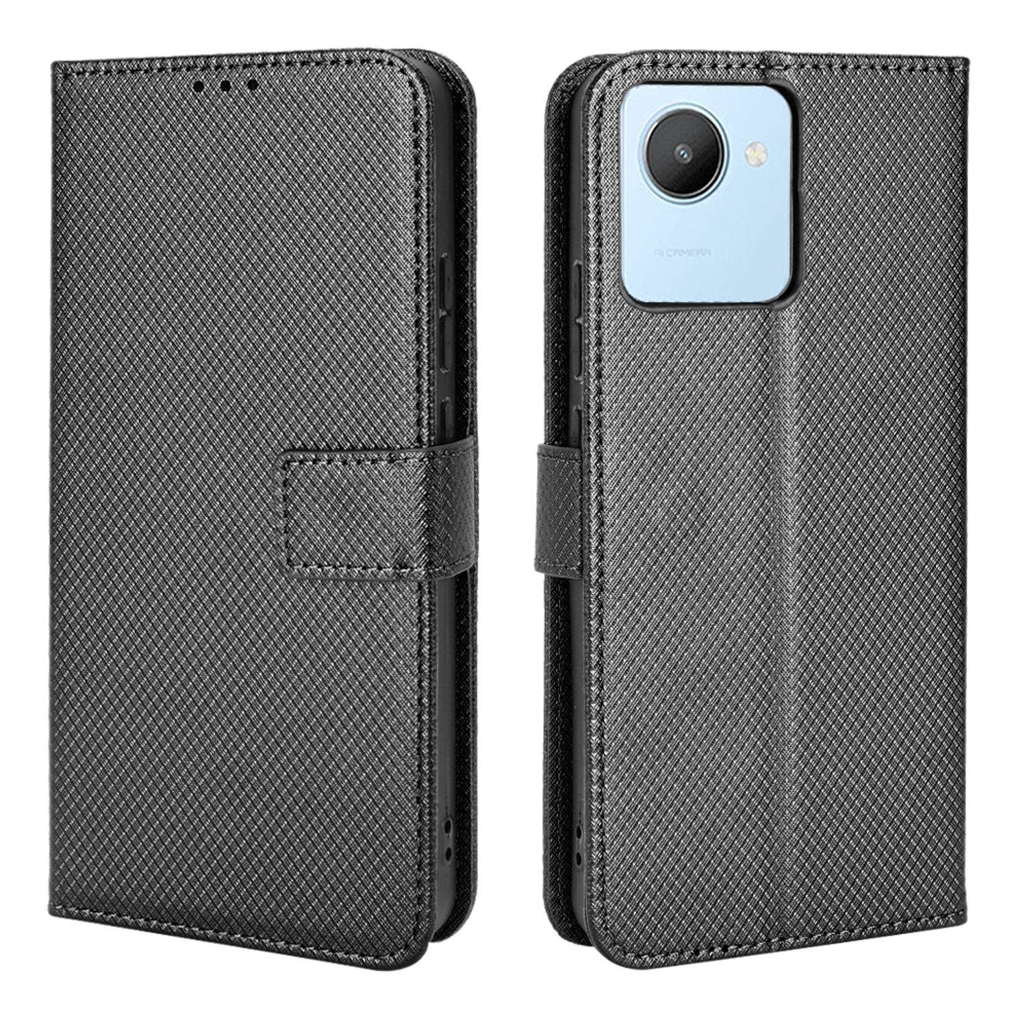 Hülle kompatibel mit Realme C30 4G Kunstleder Handyhülle - Handy Case Schwarz