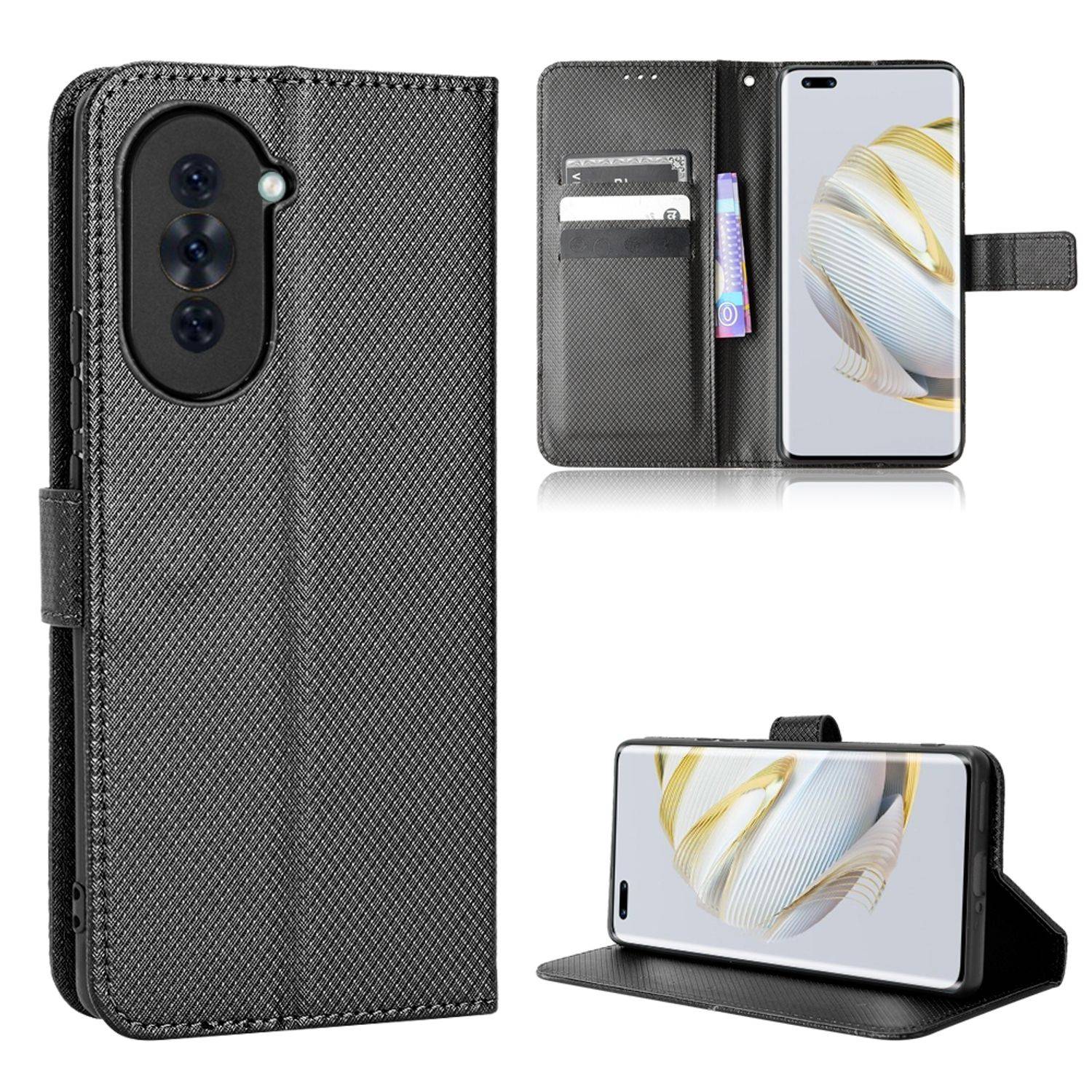 Hülle kompatibel mit Huawei nova 10 Pro Kunstleder Handyhülle - Handy Case Schwarz