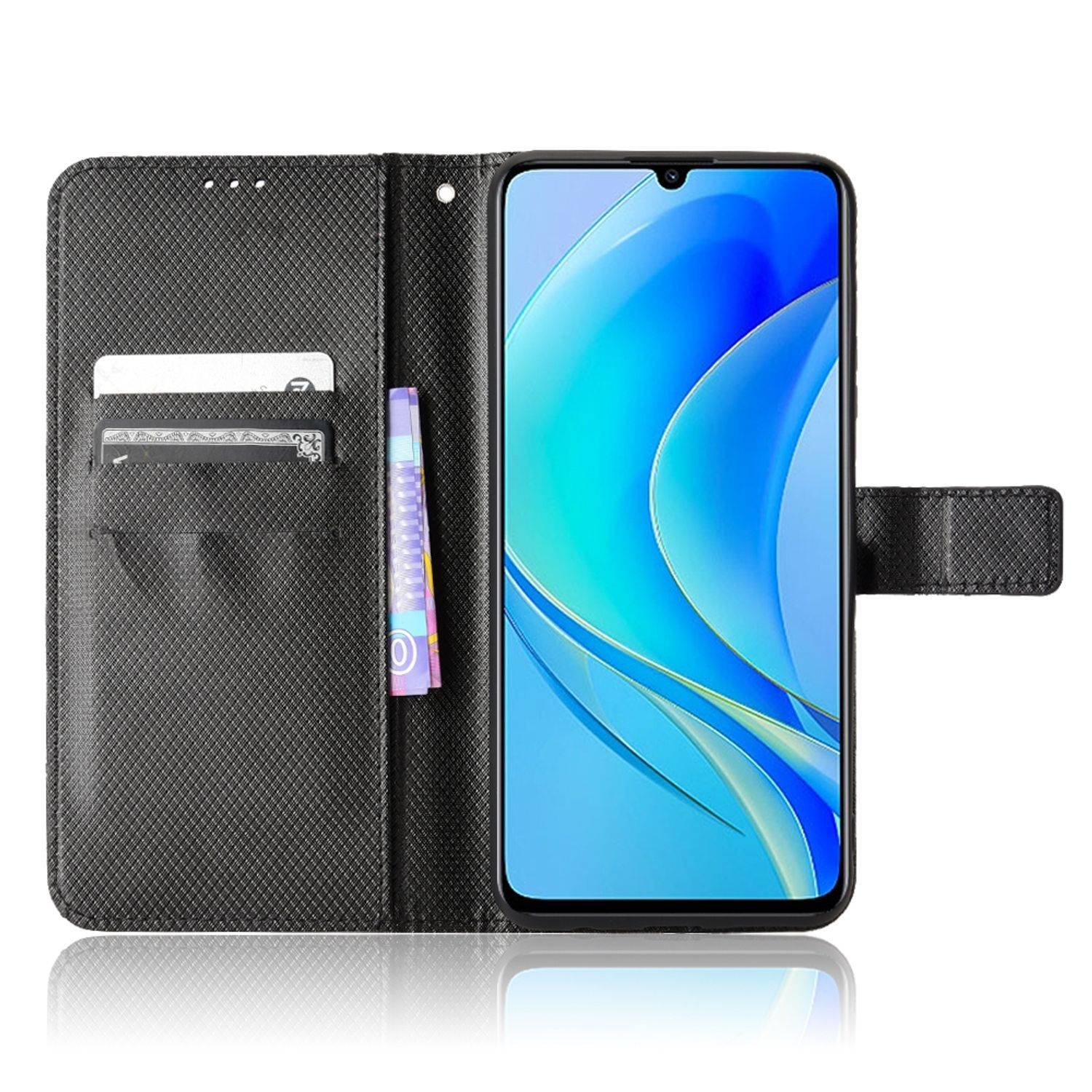 Hülle kompatibel mit Huawei nova Y70 / nova Y70 Plus Kunstleder Handyhülle - Handy Case Schwarz