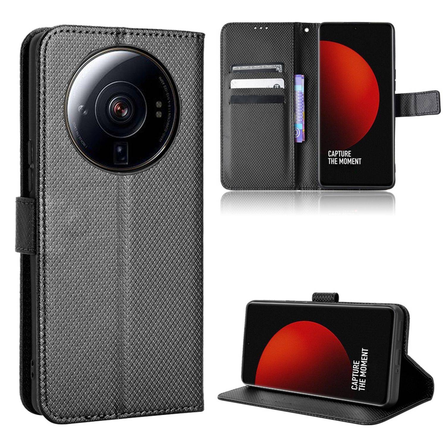 Hülle kompatibel mit Xiaomi 12S Ultra Kunstleder Handyhülle - Handy Case Schwarz