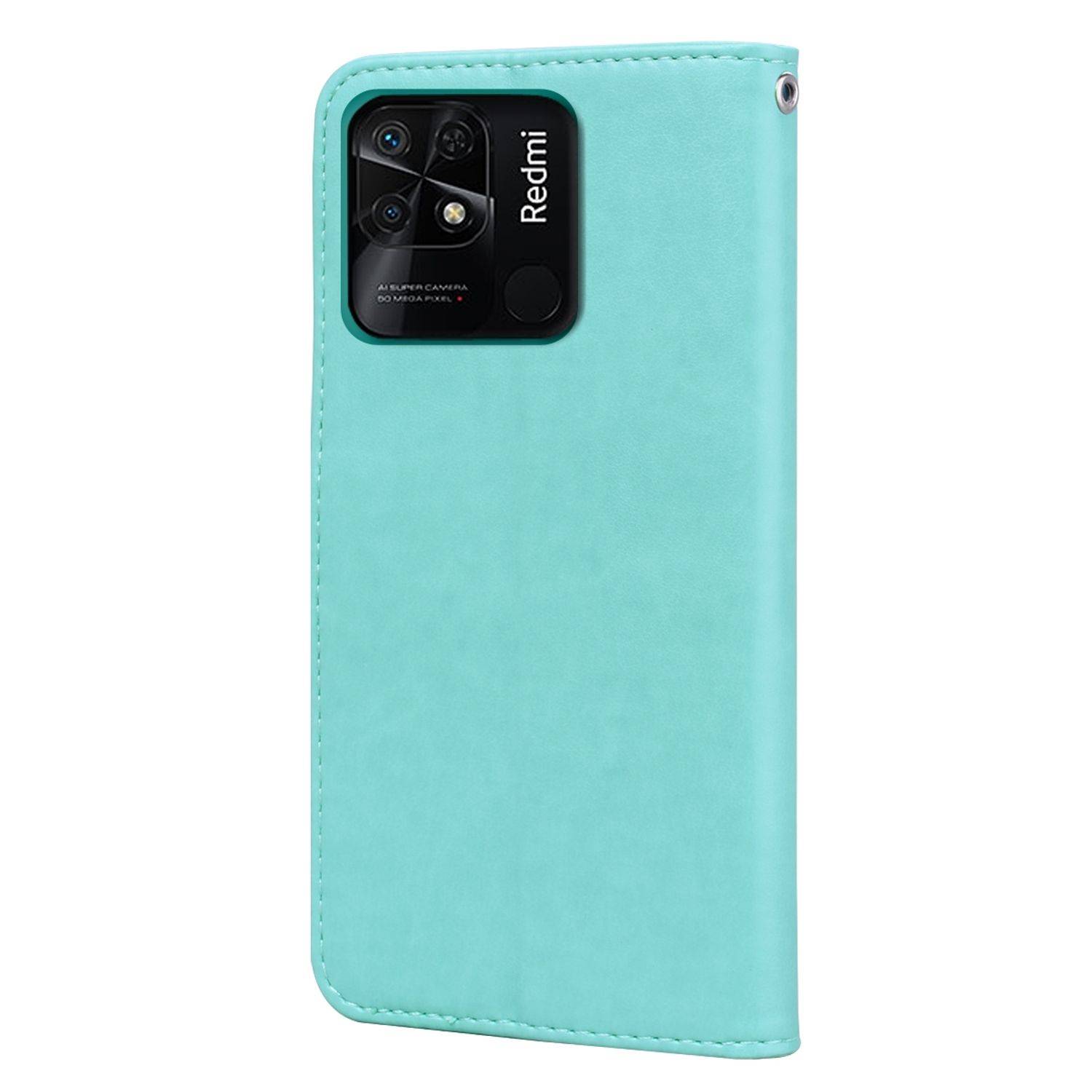 Hülle kompatibel mit Xiaomi Redmi 10C Kunstleder Handyhülle - Handy Case Grün