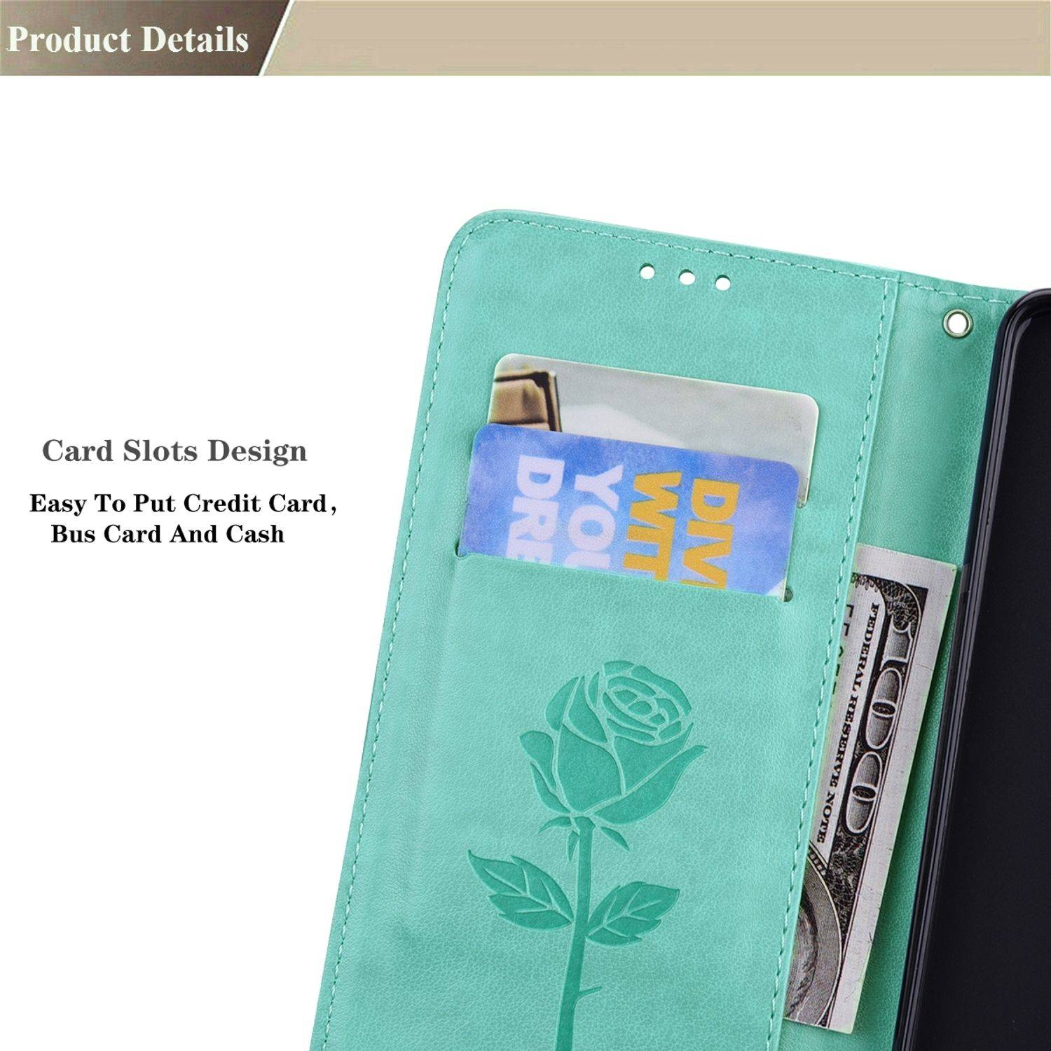 Hülle kompatibel mit Xiaomi Redmi 10C Kunstleder Handyhülle - Handy Case Grün