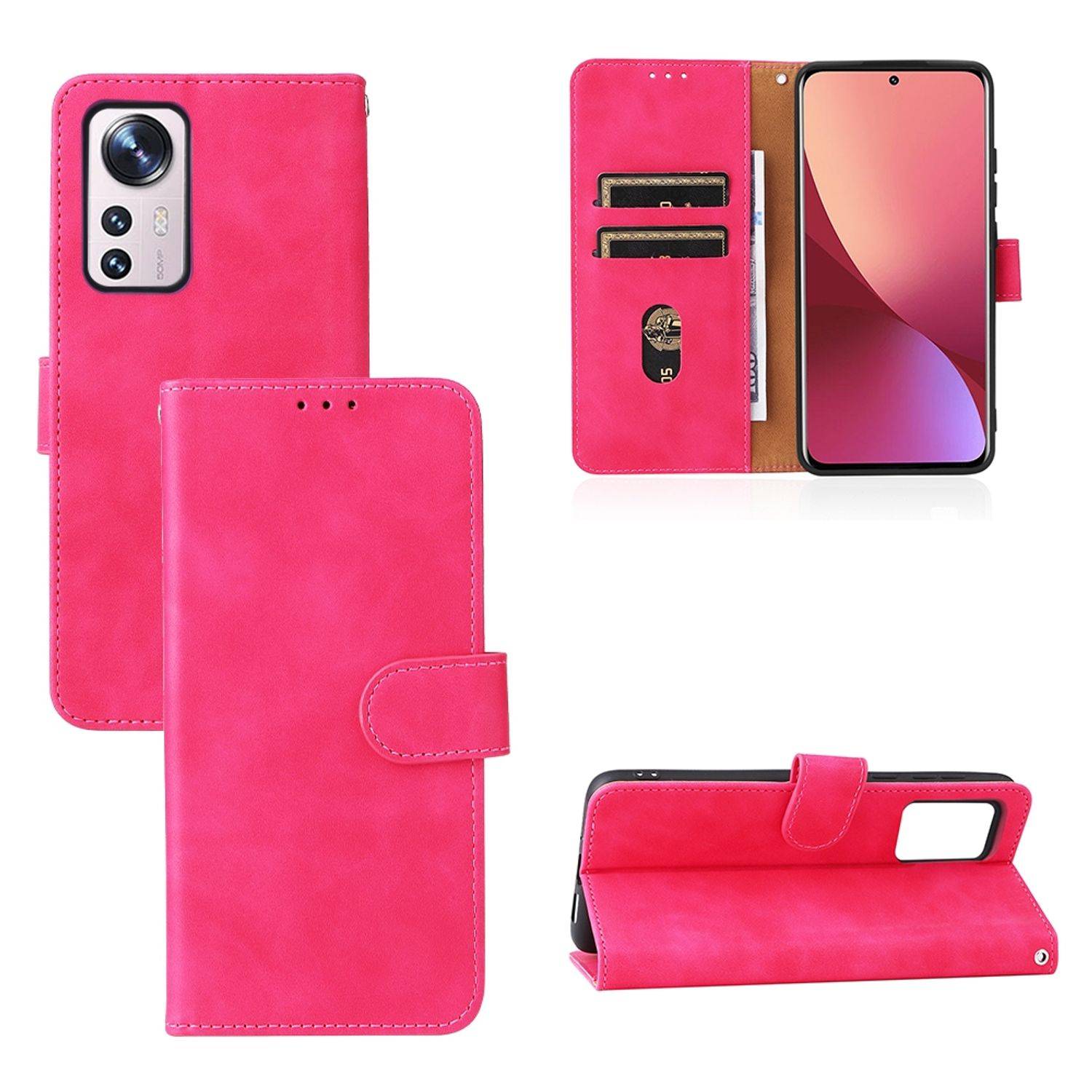 Hülle kompatibel mit Xiaomi 12 Lite Kunstleder Handyhülle - Handy Case Rosenrot