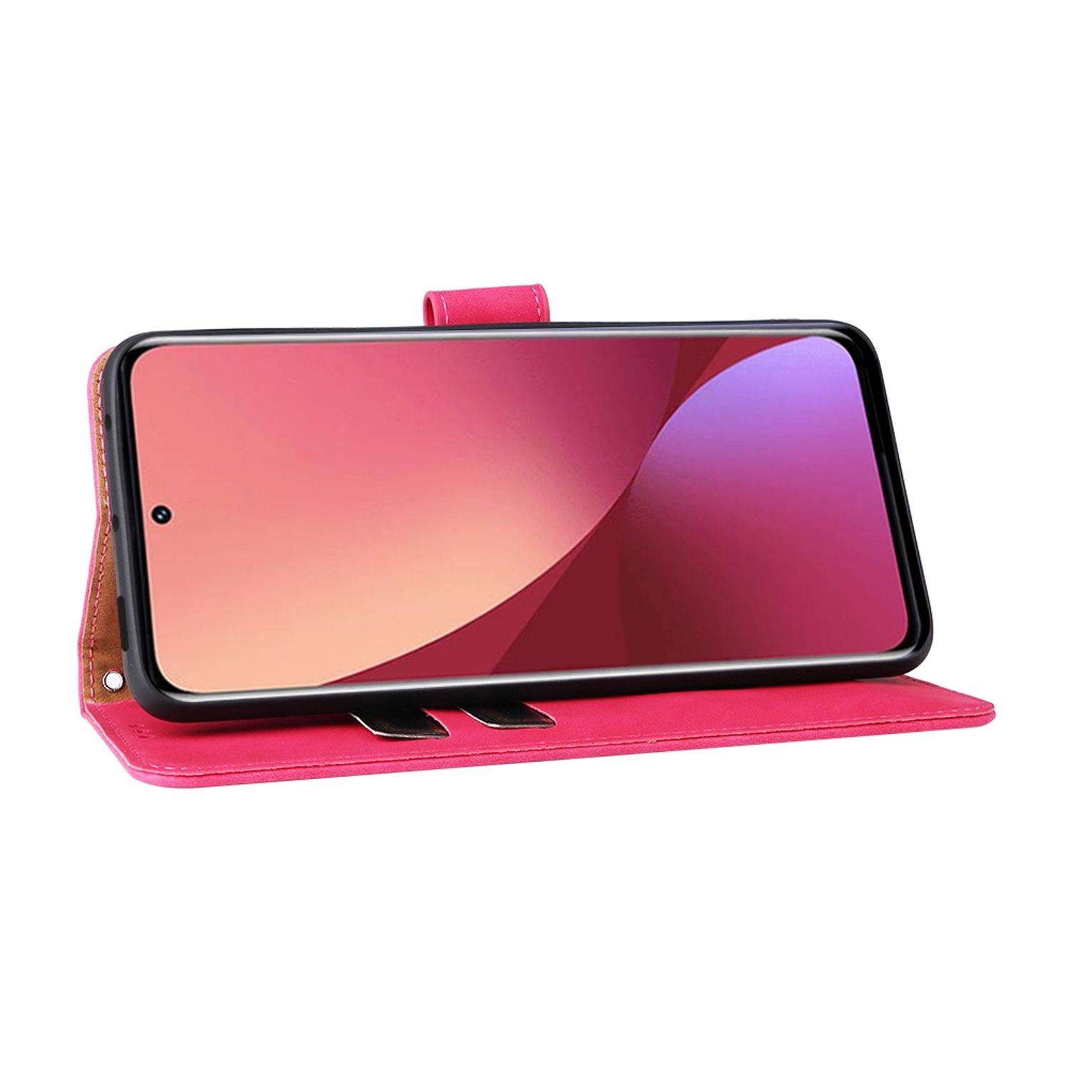 Hülle kompatibel mit Xiaomi 12 Lite Kunstleder Handyhülle - Handy Case Rosenrot
