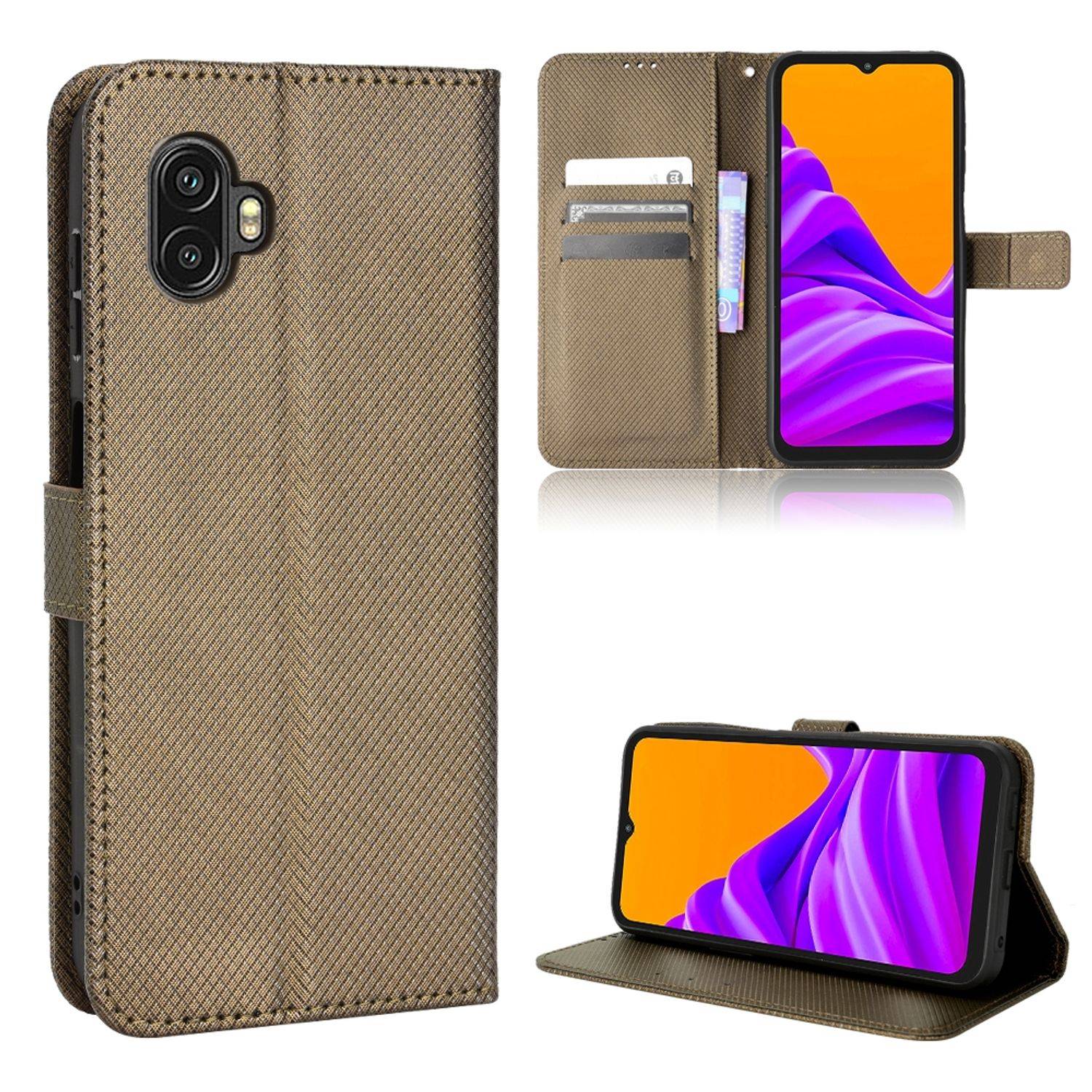 Hülle kompatibel mit Samsung Galaxy Xcover 6 Pro Kunstleder Handyhülle - Handy Case Braun