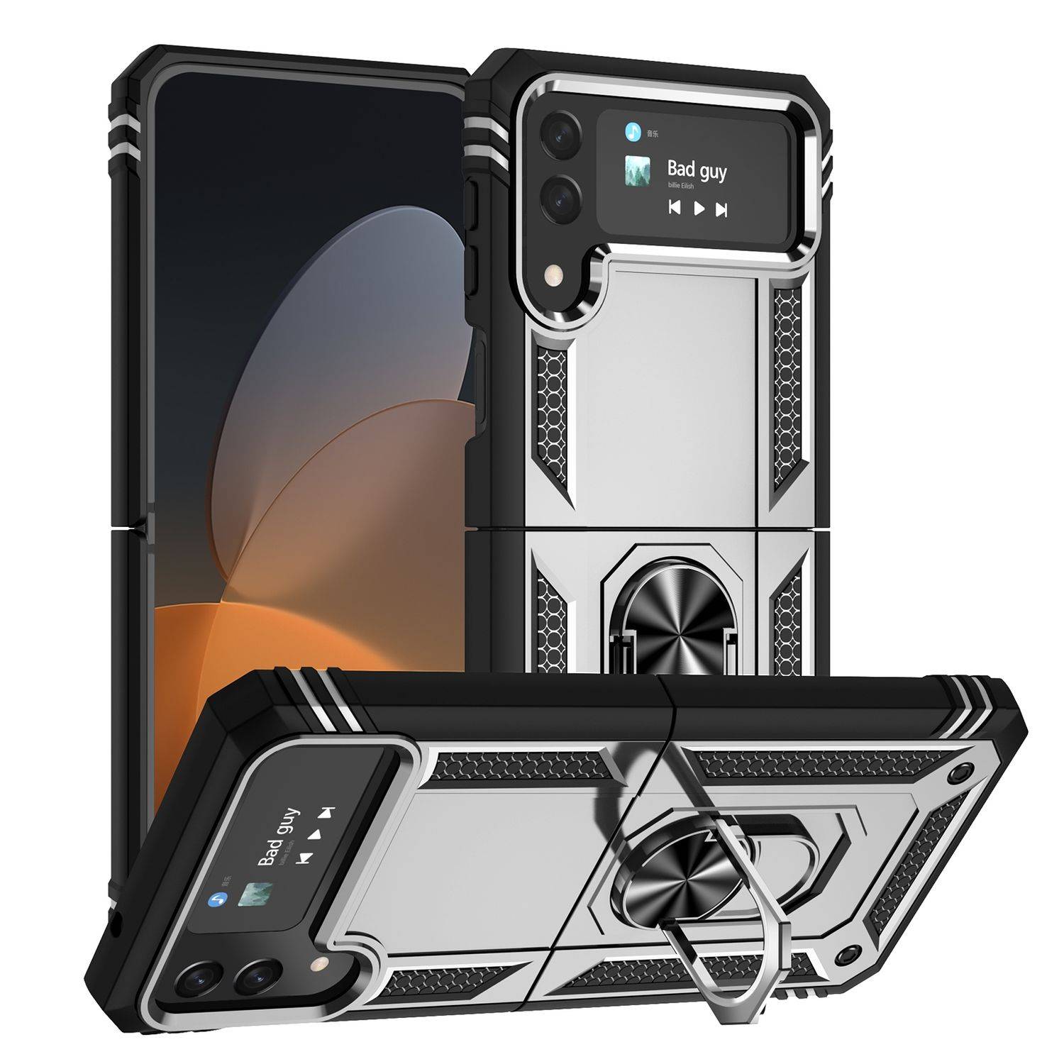 Hülle kompatibel mit Samsung Galaxy Z Flip4 5G Kunststoff Soft Handyhülle - Handy Case Silber