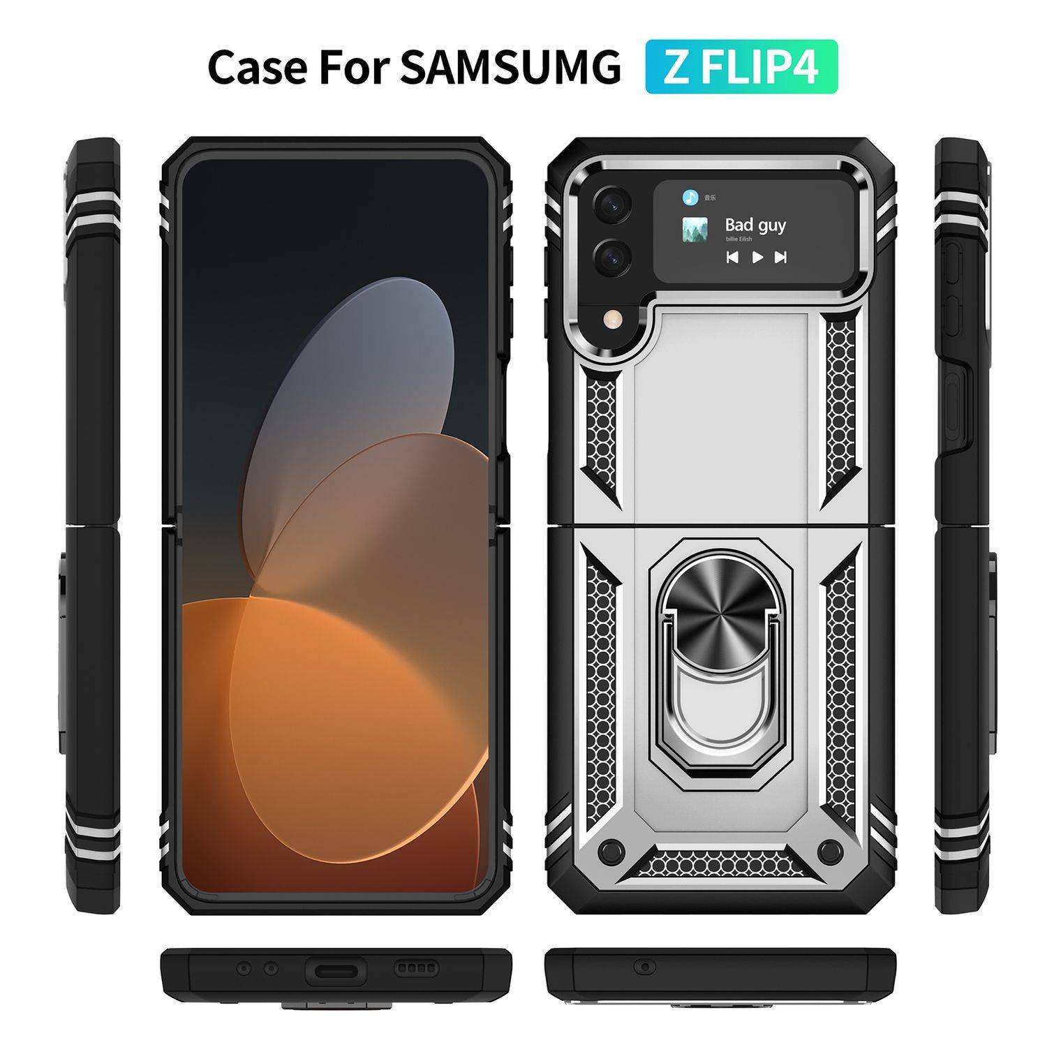 Hülle kompatibel mit Samsung Galaxy Z Flip4 5G Kunststoff Soft Handyhülle - Handy Case Silber